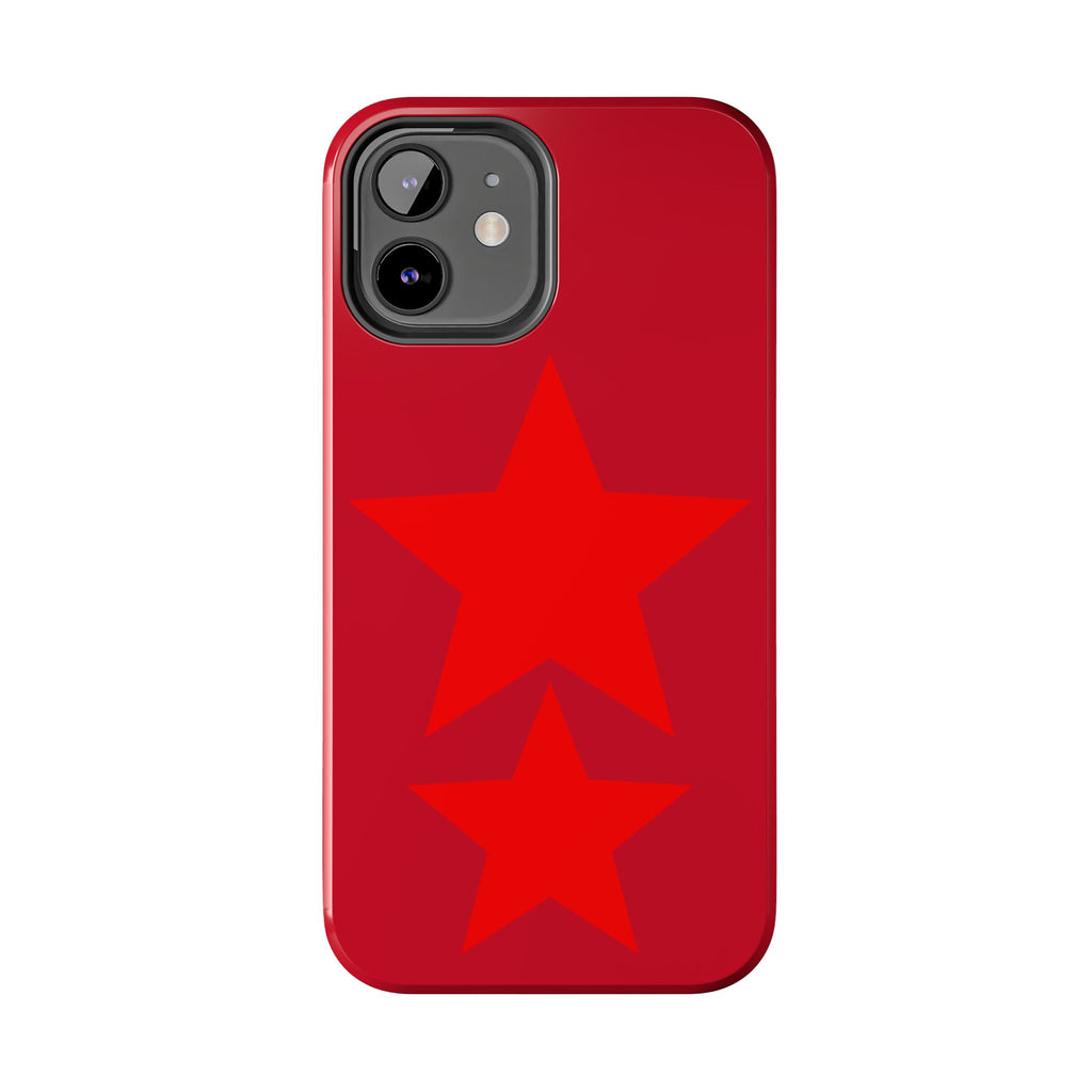 Red Star Tough Phone Case — Dual-Star Protective iPhone Cover