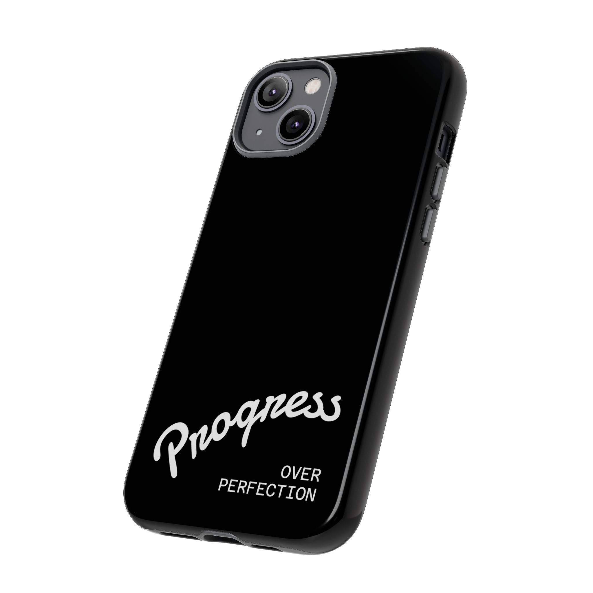 Phone Case - "Progress Over Perfection" Glossy Black Protective Cover