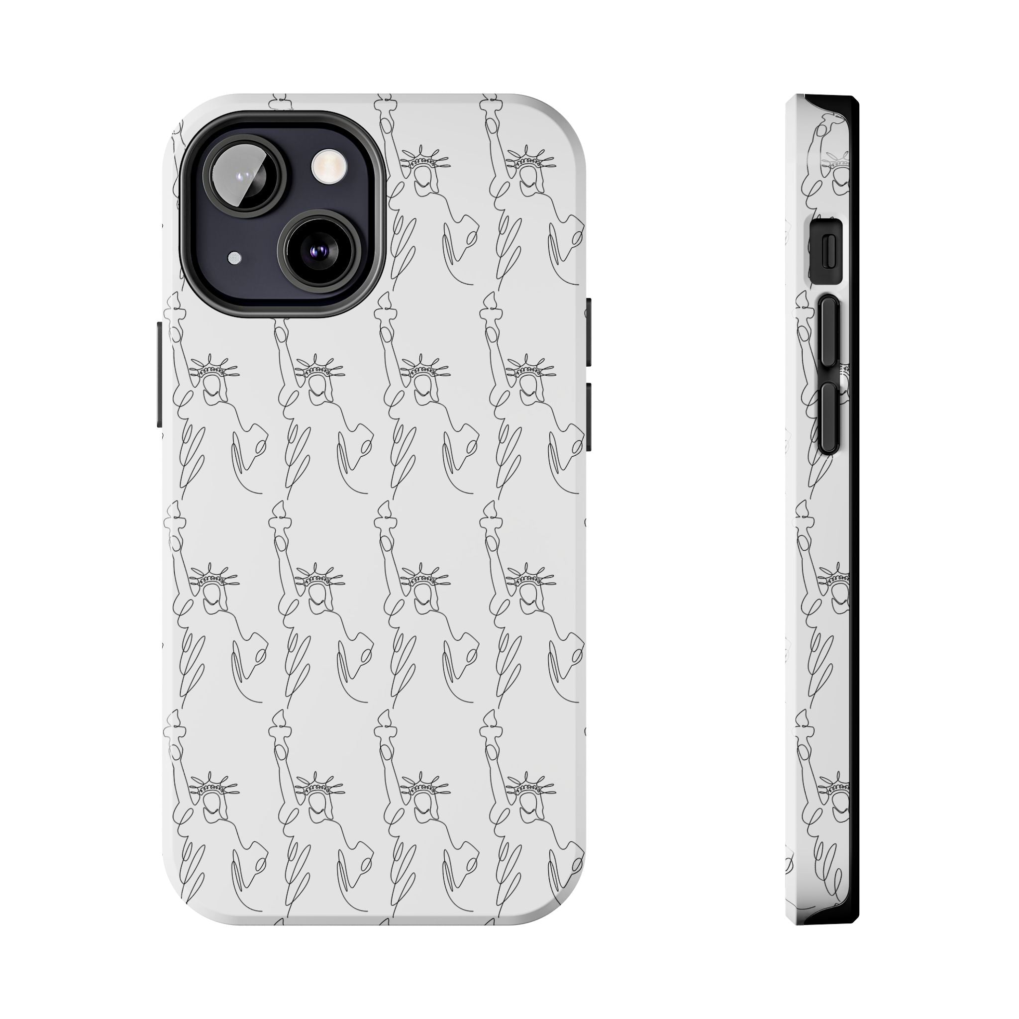Statue of Liberty Sketch Tough Phone Case — Minimal Patriotic iPhone Cover