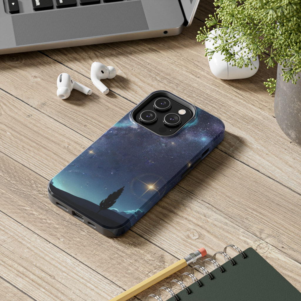 Galaxy Night Sky Tough Phone Case — Starry Landscape Protective Phone Cover