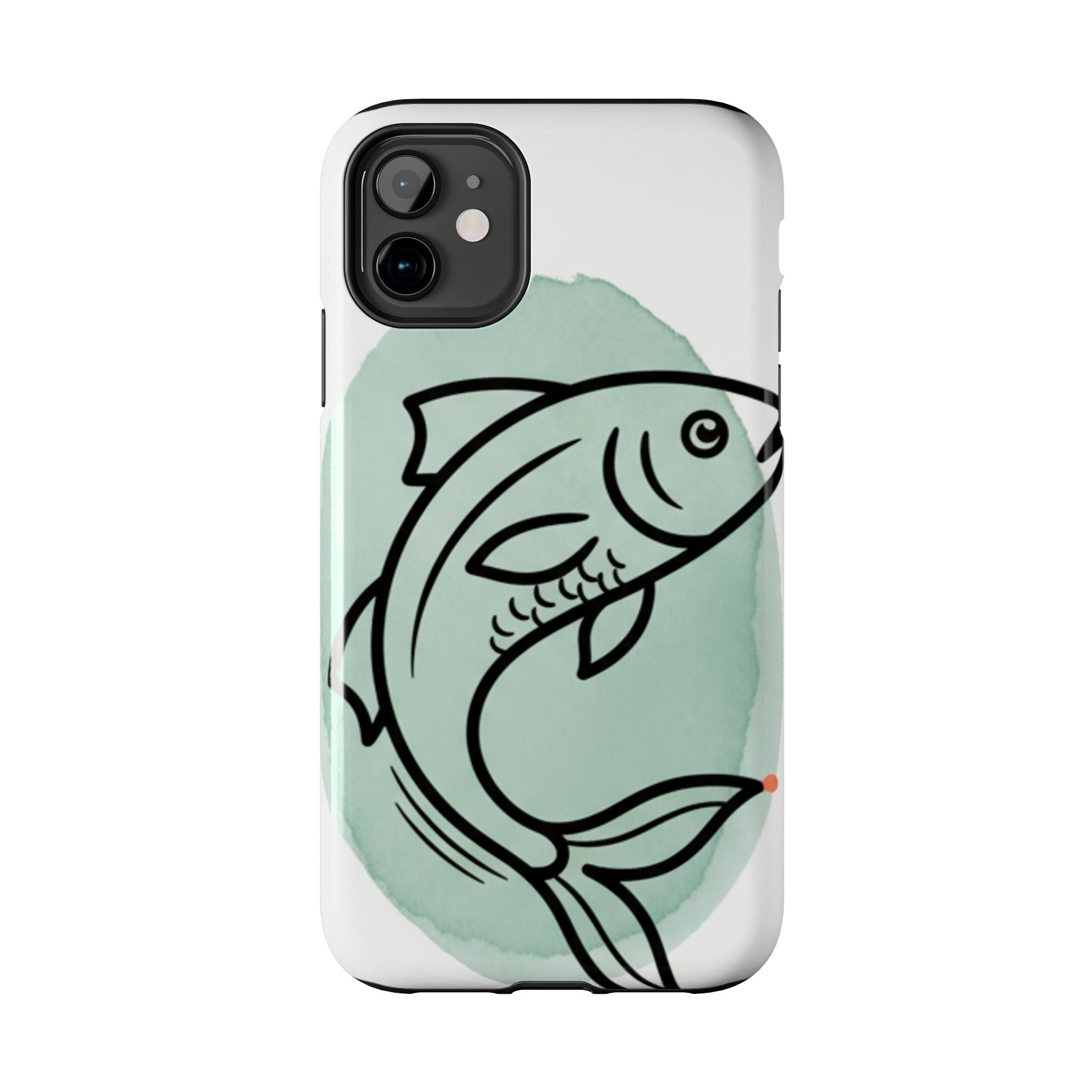 Fish Silhouette Tough Phone Case — Minimalist Aqua Watercolor Design