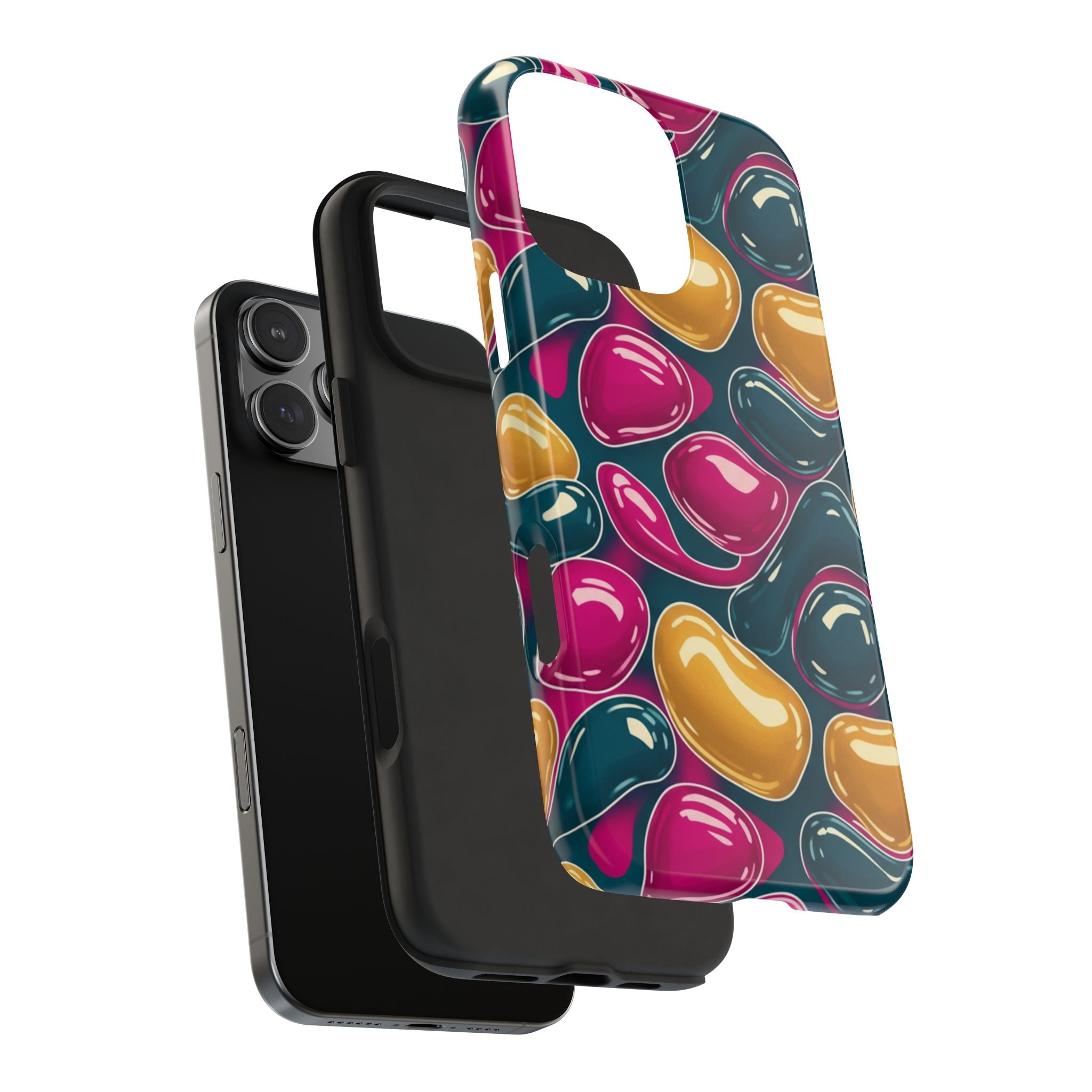 Abstract Colorful Blob Phone Case — Bold Teal, Magenta & Gold Protective Cover