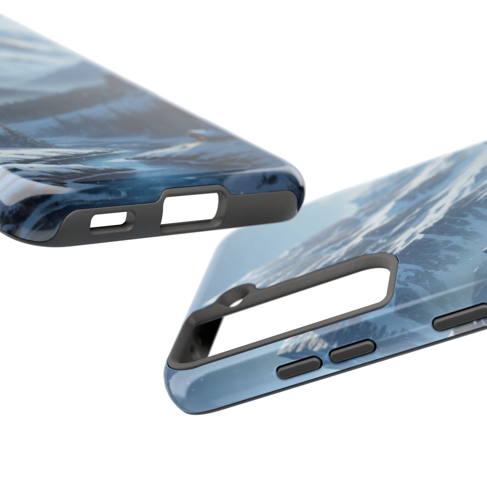 Tough Phone Case — Snowy Mountain Cabin Landscape Protective Phone Cover