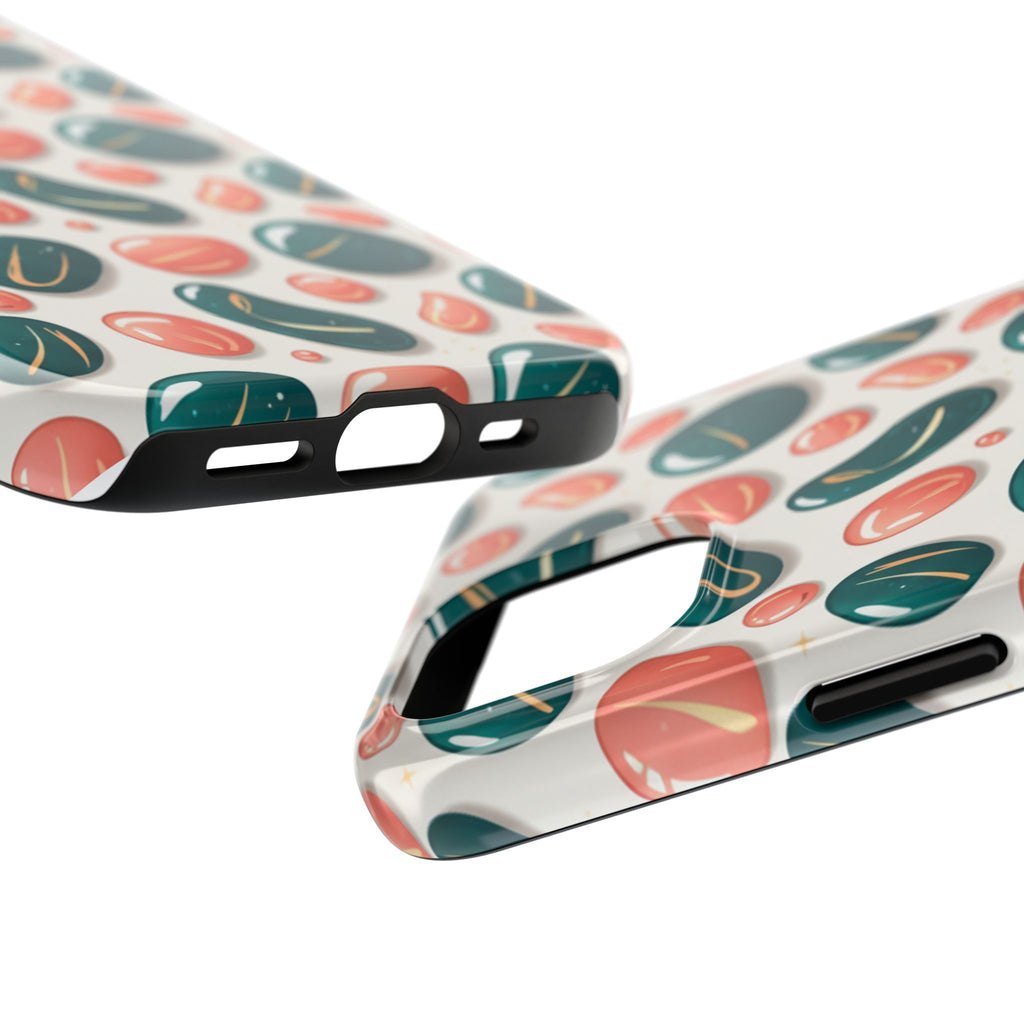 Abstract Pebble Pattern Tough Phone Case — Coral & Teal Protective Cover