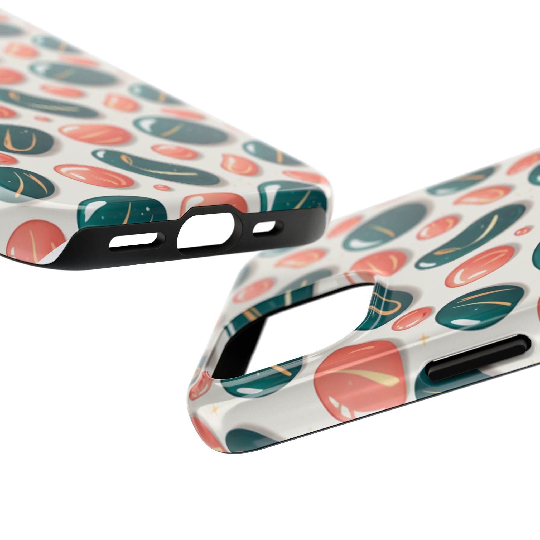 Abstract Pebble Pattern Tough Phone Case — Coral & Teal Protective Cover