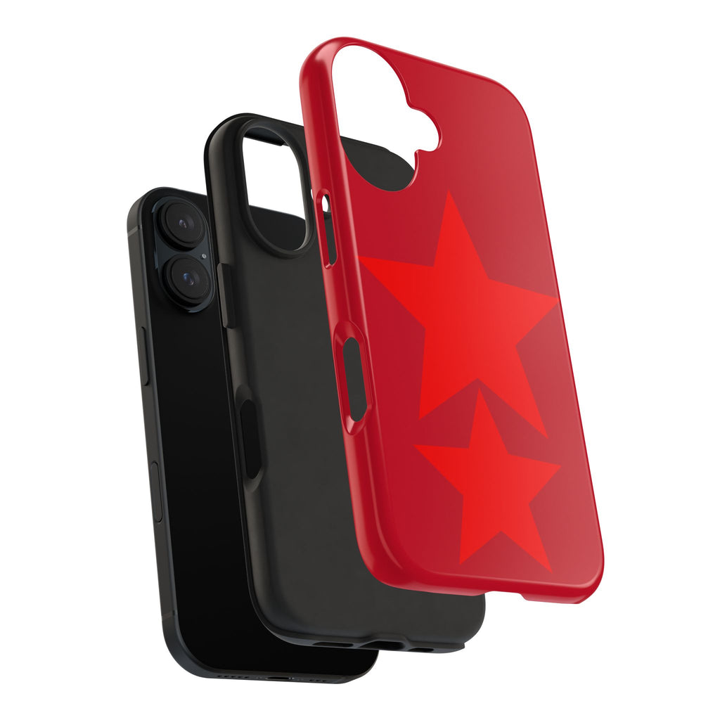 Red Star Tough Phone Case — Dual-Star Protective iPhone Cover