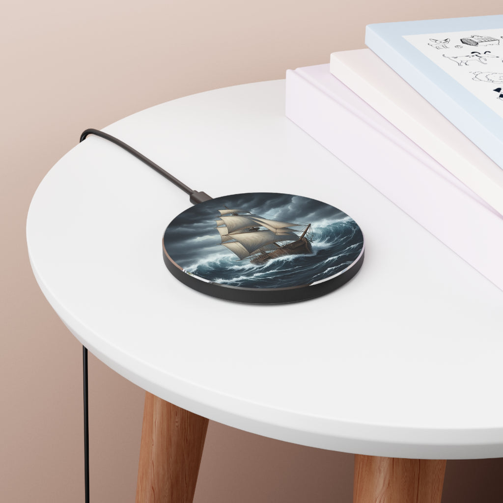 Stormy Sailing Wireless Charger — Vintage Tall Ship Phone Charger