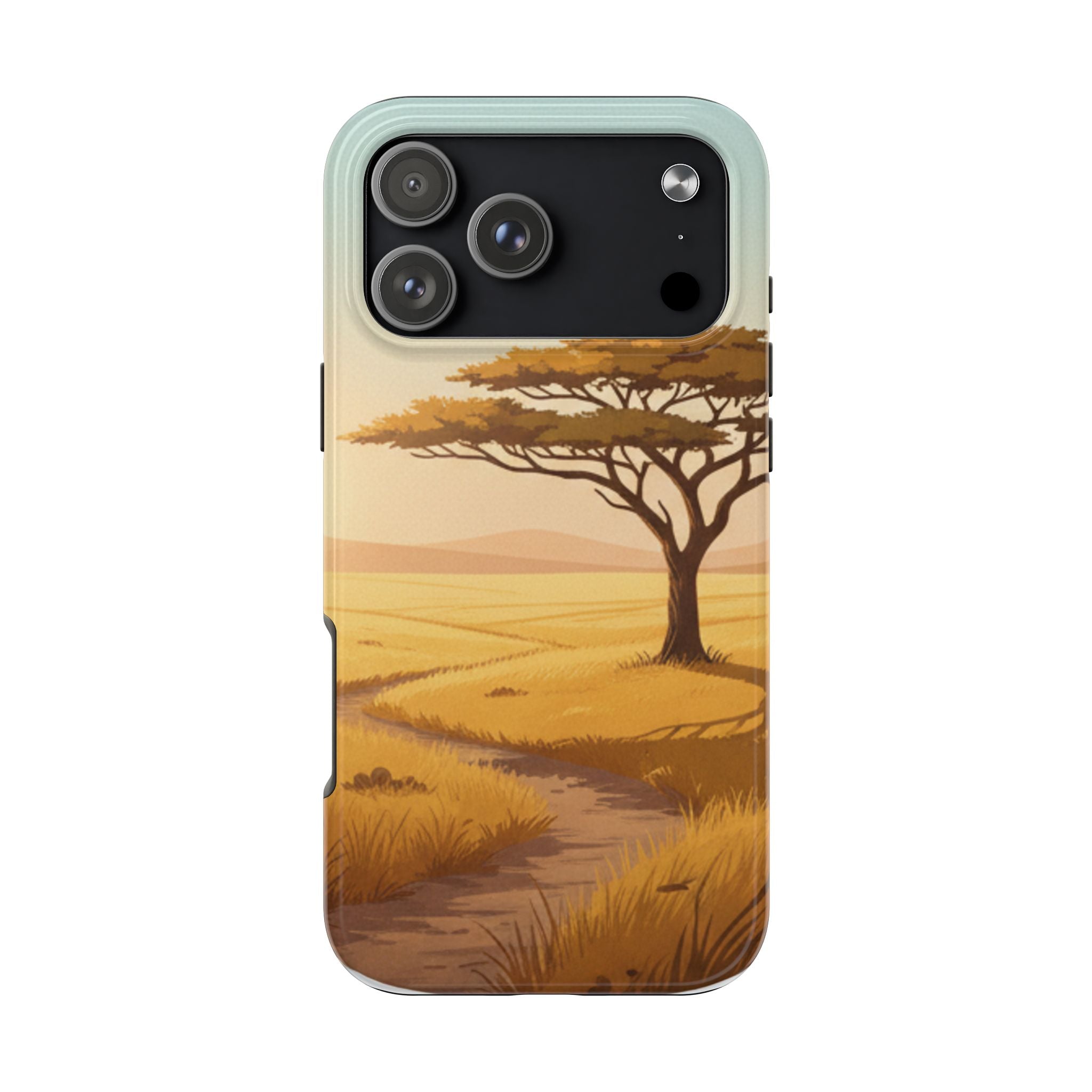 Safari Sunset Tough Phone Case — African Savanna Tree Design