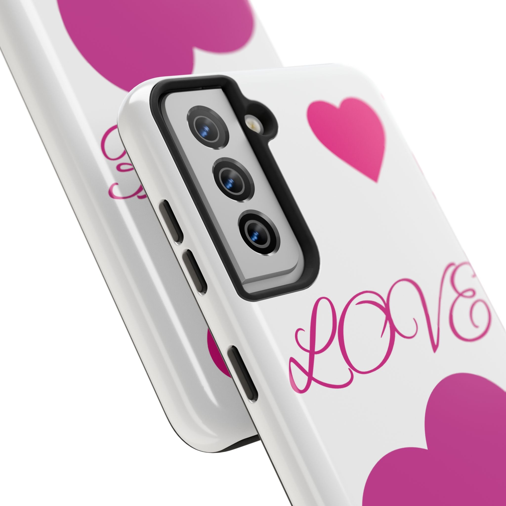 Love Heart Tough Phone Case — Pink Hearts Protective Phone Cover