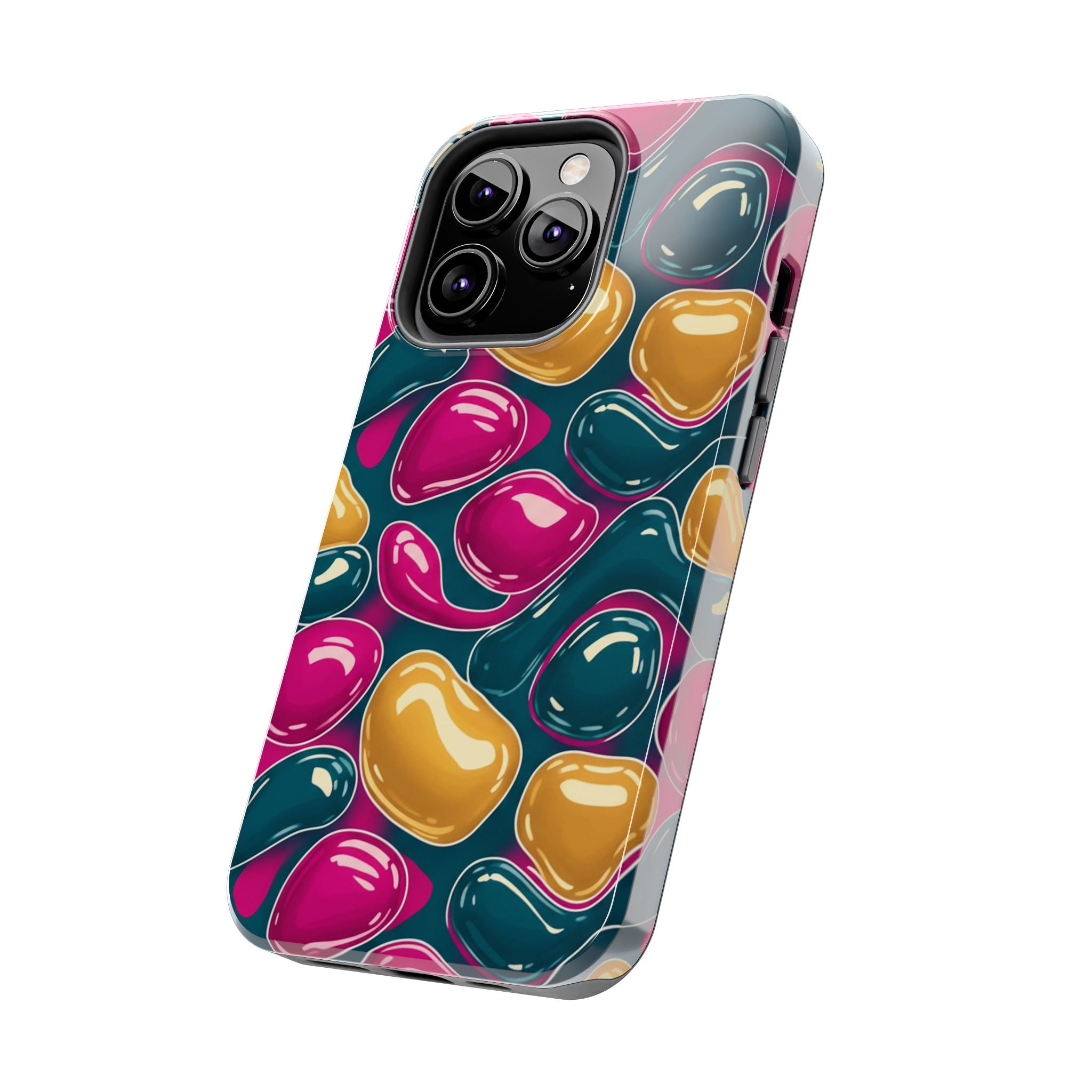 Abstract Colorful Blob Phone Case — Bold Teal, Magenta & Gold Protective Cover