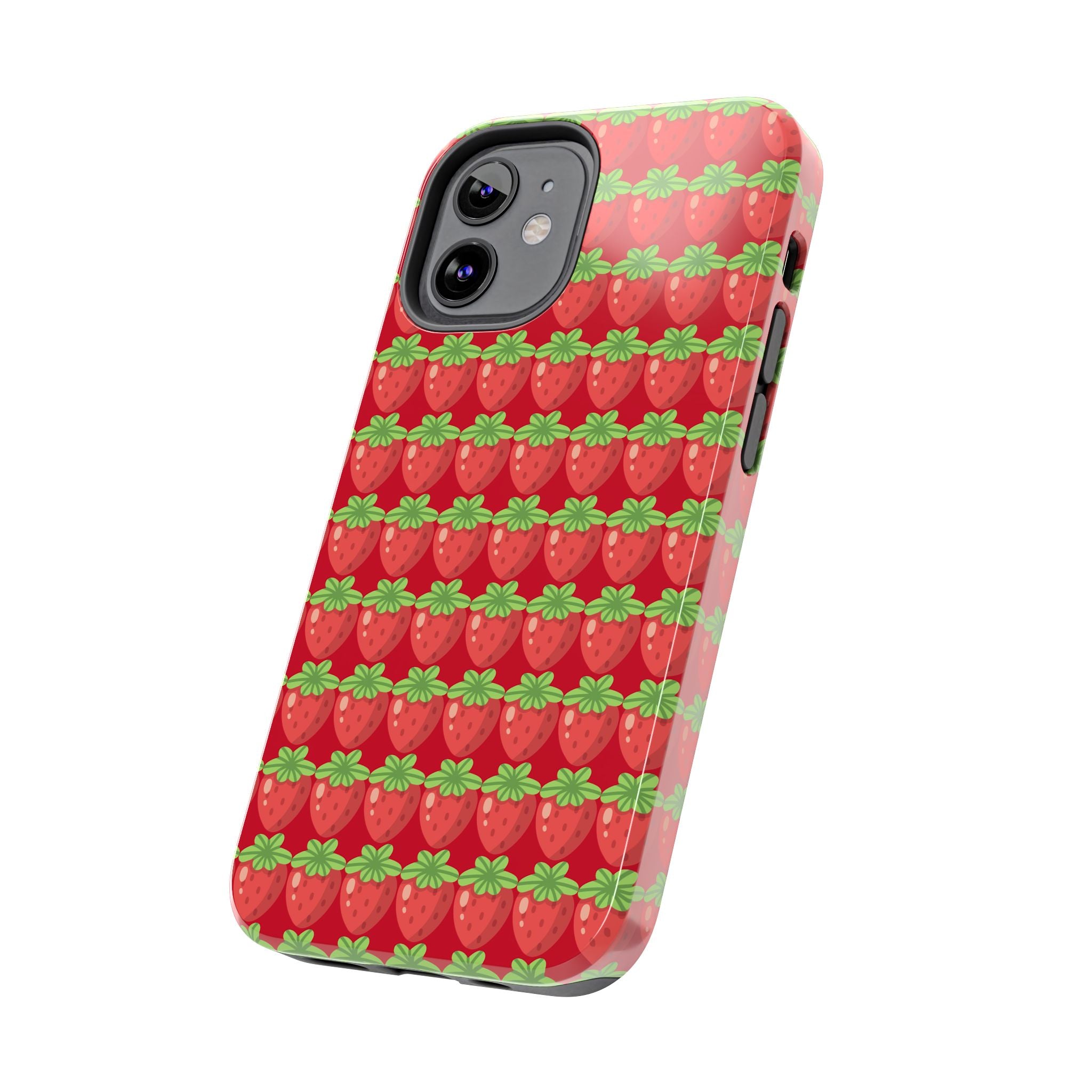 Strawberry Pattern Tough Phone Case — Cute Red Fruit Protective Cover