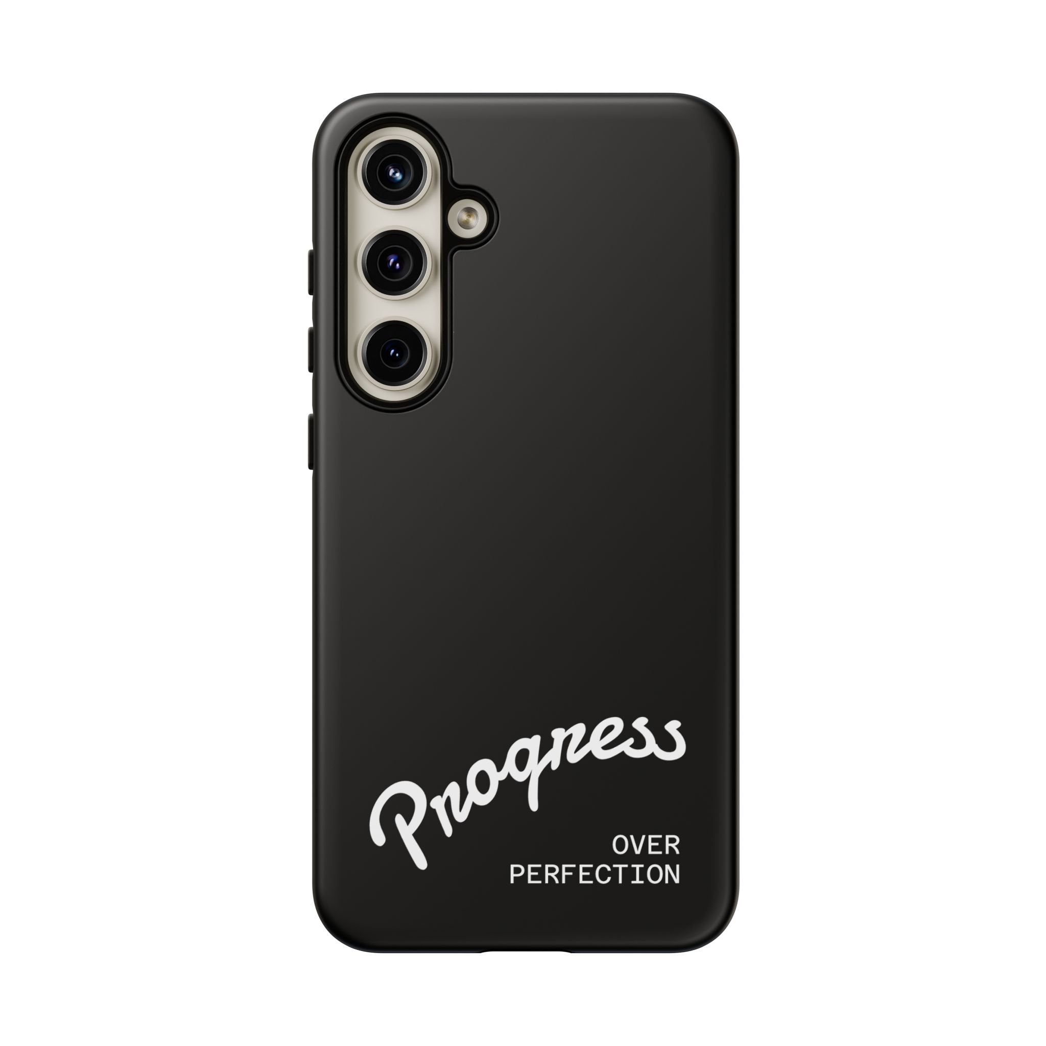 Phone Case - "Progress Over Perfection" Glossy Black Protective Cover