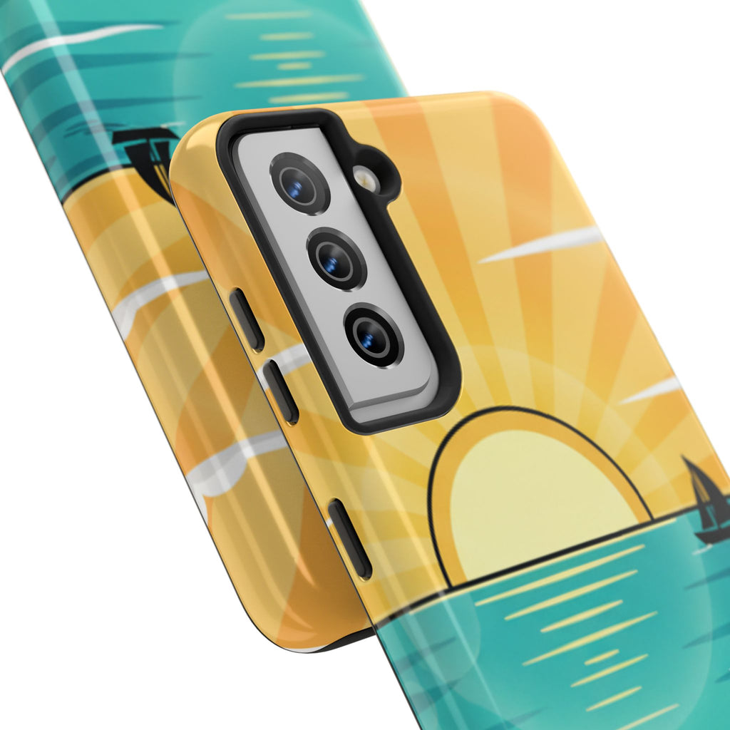 Tough Phone Case — Sunset Beach Sailboat Design