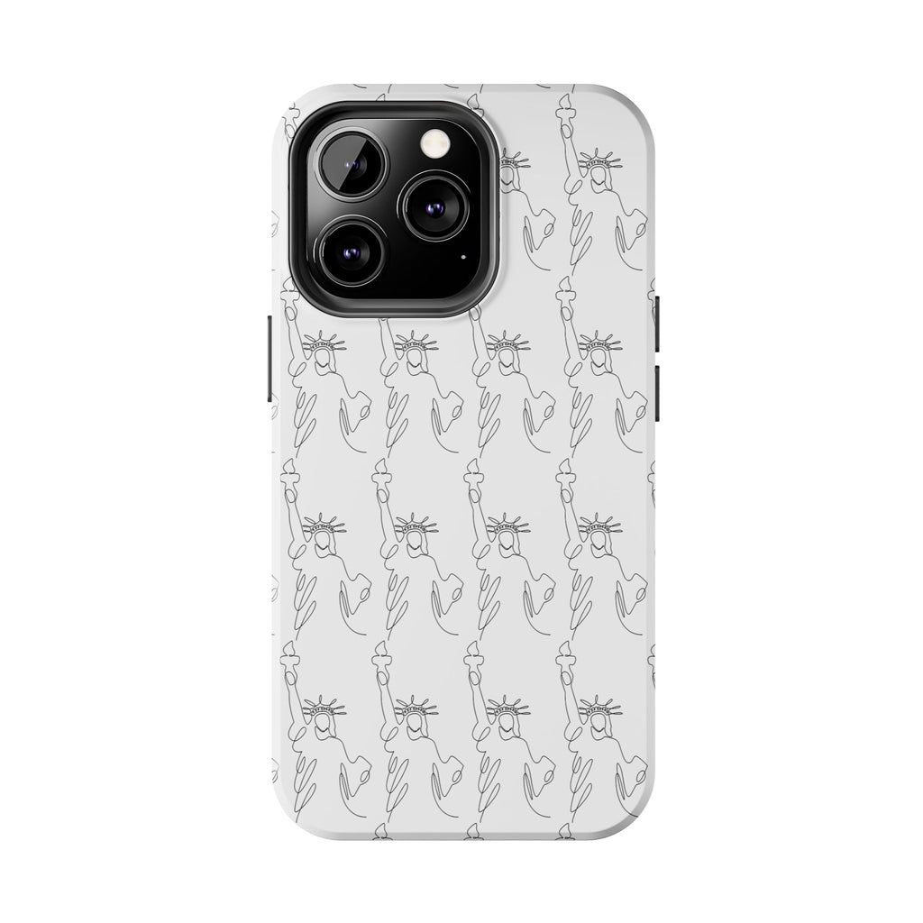 Statue of Liberty Sketch Tough Phone Case — Minimal Patriotic iPhone Cover