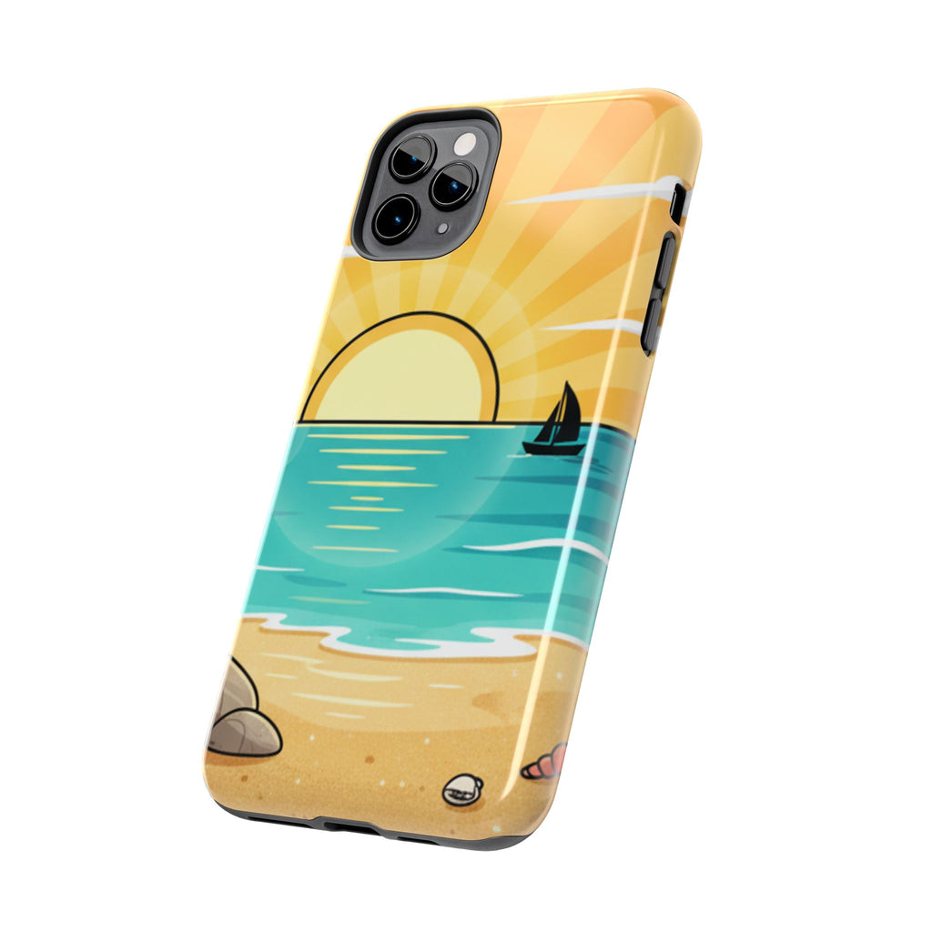 Tough Phone Case — Sunset Beach Sailboat Design