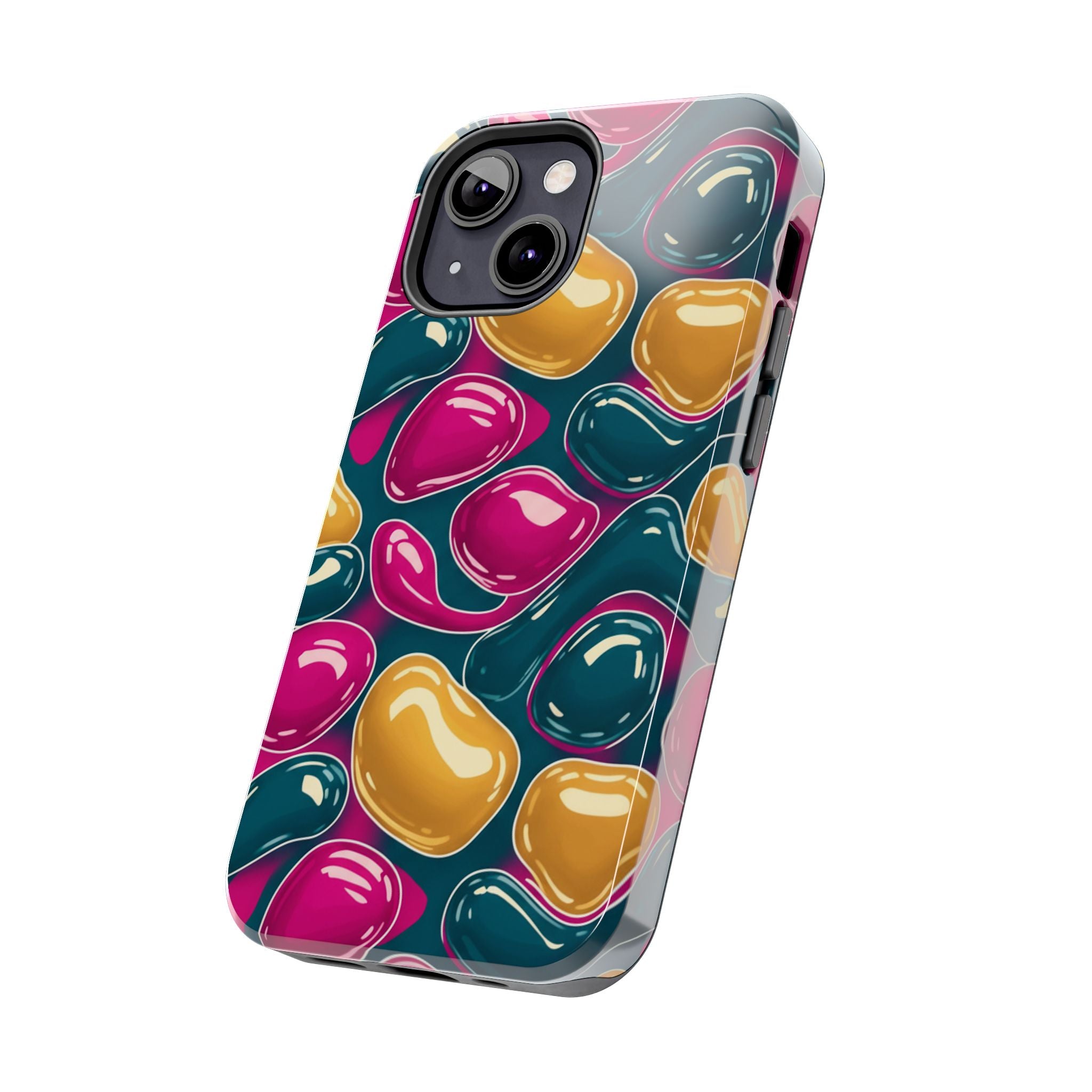 Abstract Colorful Blob Phone Case — Bold Teal, Magenta & Gold Protective Cover