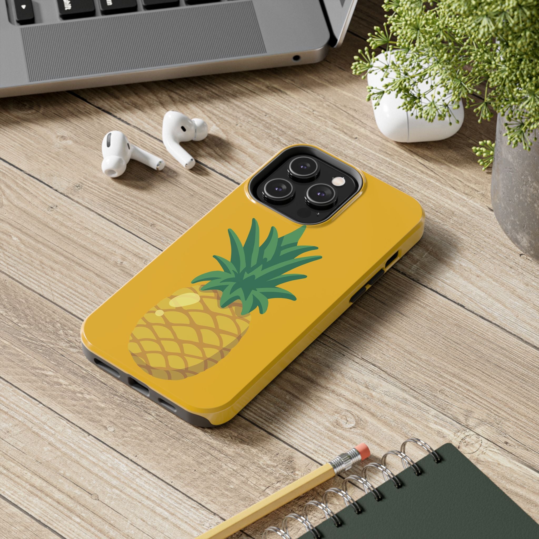 Pineapple Tough Phone Case — Bright Yellow Protective Phone Cover