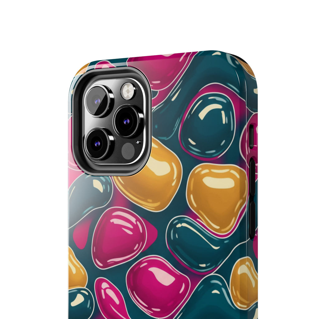 Abstract Colorful Blob Phone Case — Bold Teal, Magenta & Gold Protective Cover