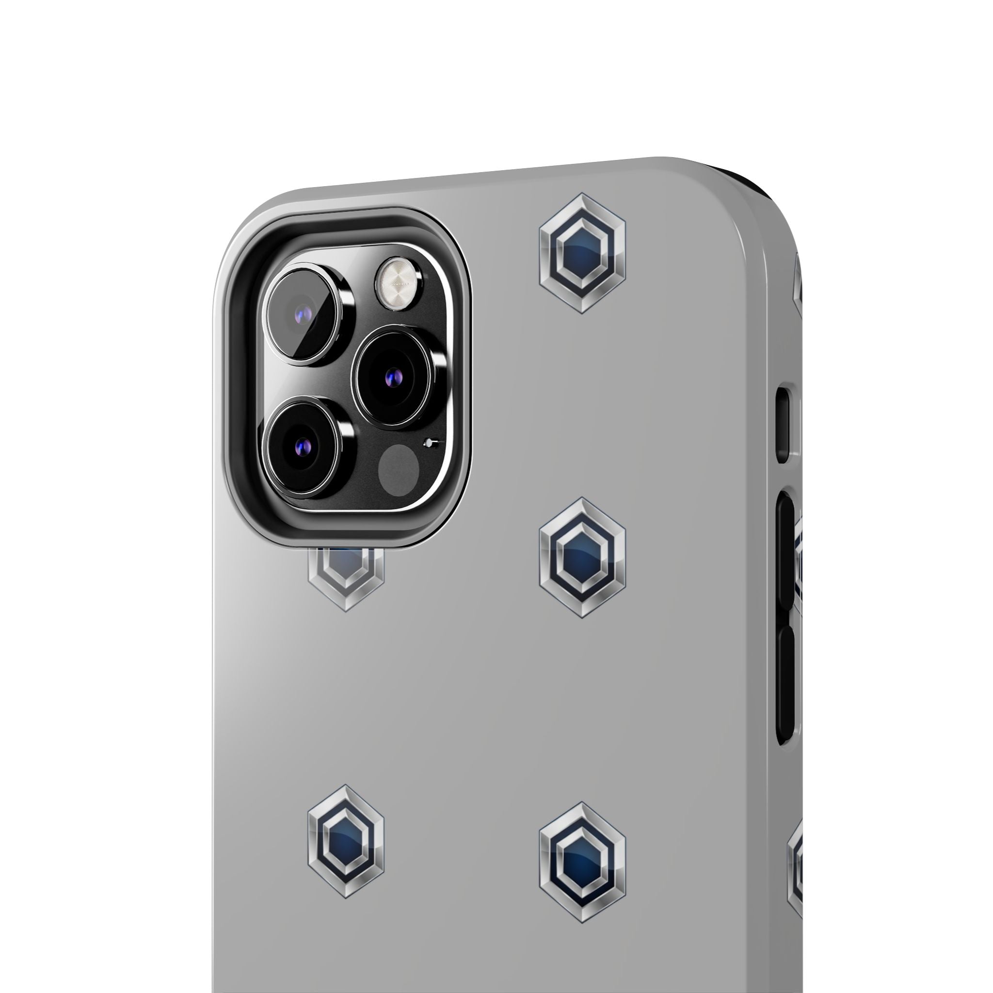 Tough Phone Case — Minimal Hex Rivet Armor (Gray)