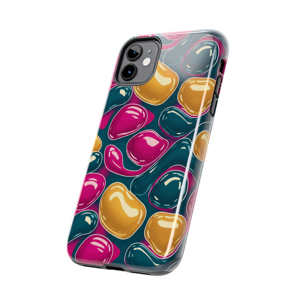 Abstract Colorful Blob Phone Case — Bold Teal, Magenta & Gold Protective Cover