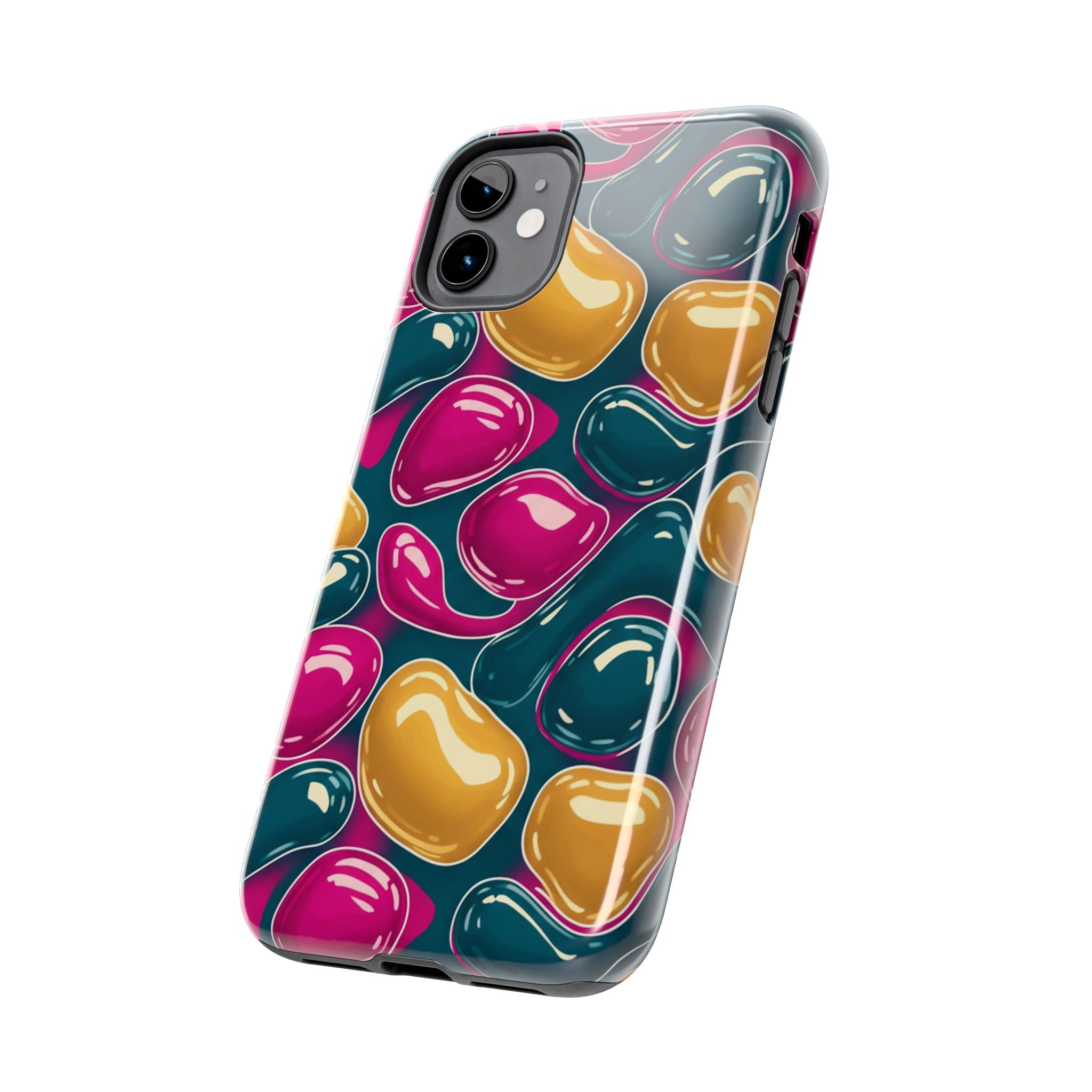 Abstract Colorful Blob Phone Case — Bold Teal, Magenta & Gold Protective Cover