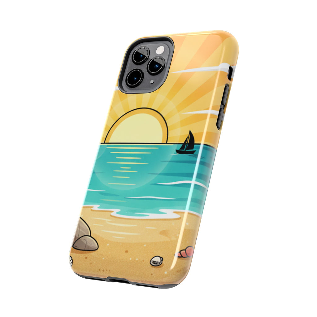 Tough Phone Case — Sunset Beach Sailboat Design