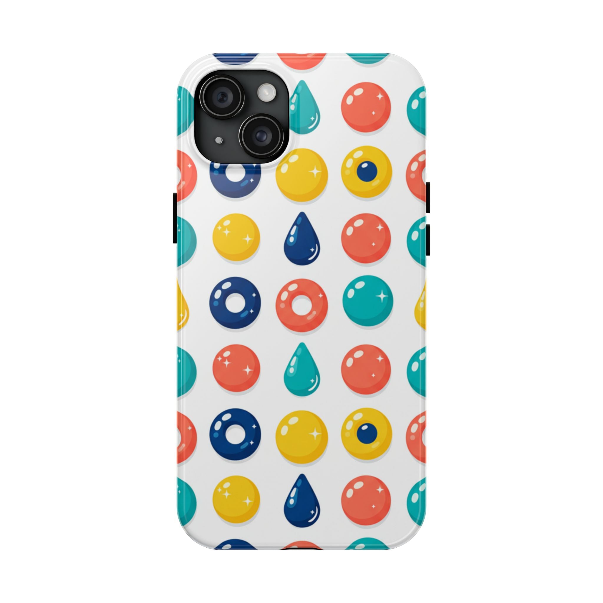 Colorful Candy Dot Tough Phone Case — Bright Retro Polka Drop Design