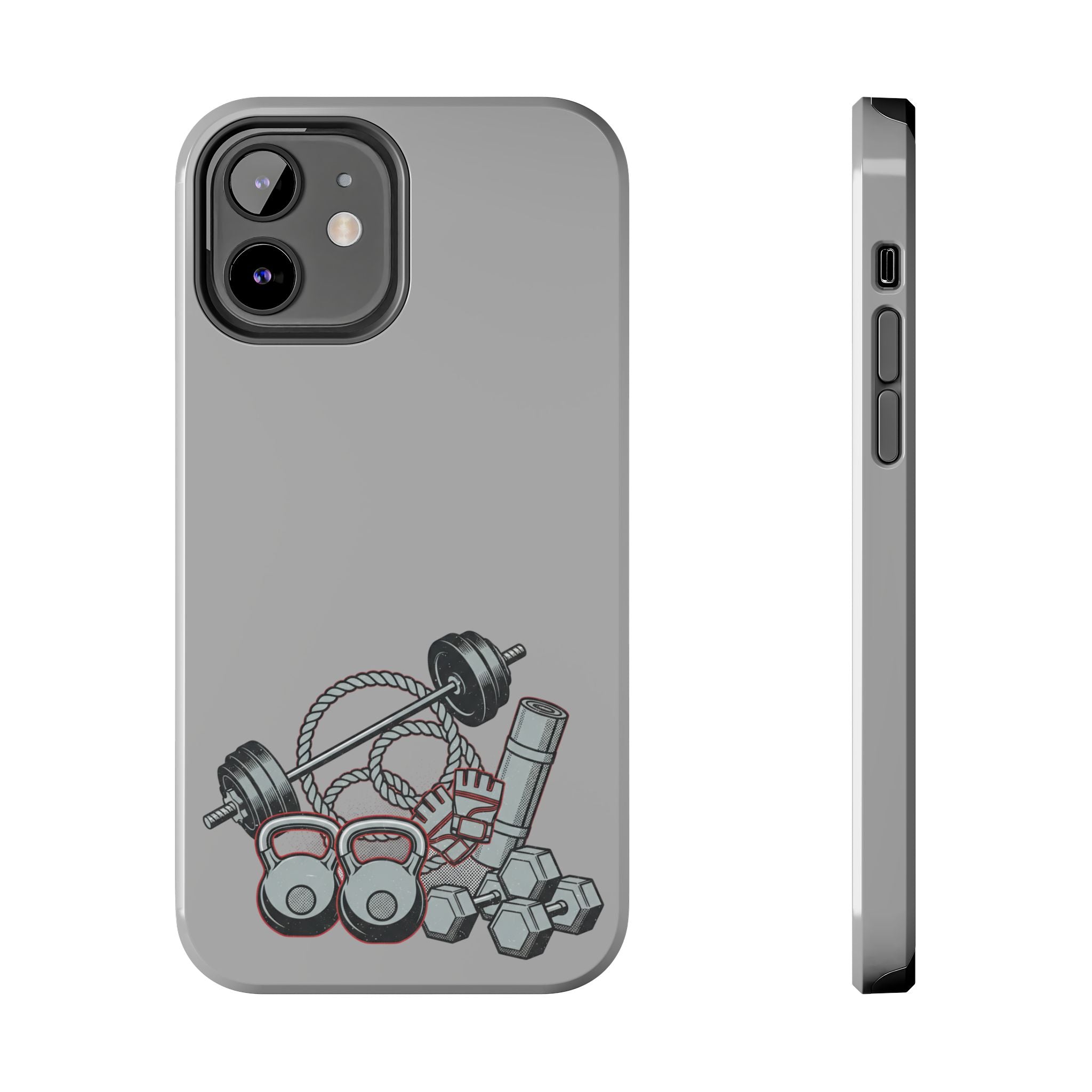 Fitness Gear Tough Phone Case — Dumbbells, Kettlebells & Jump Rope Design