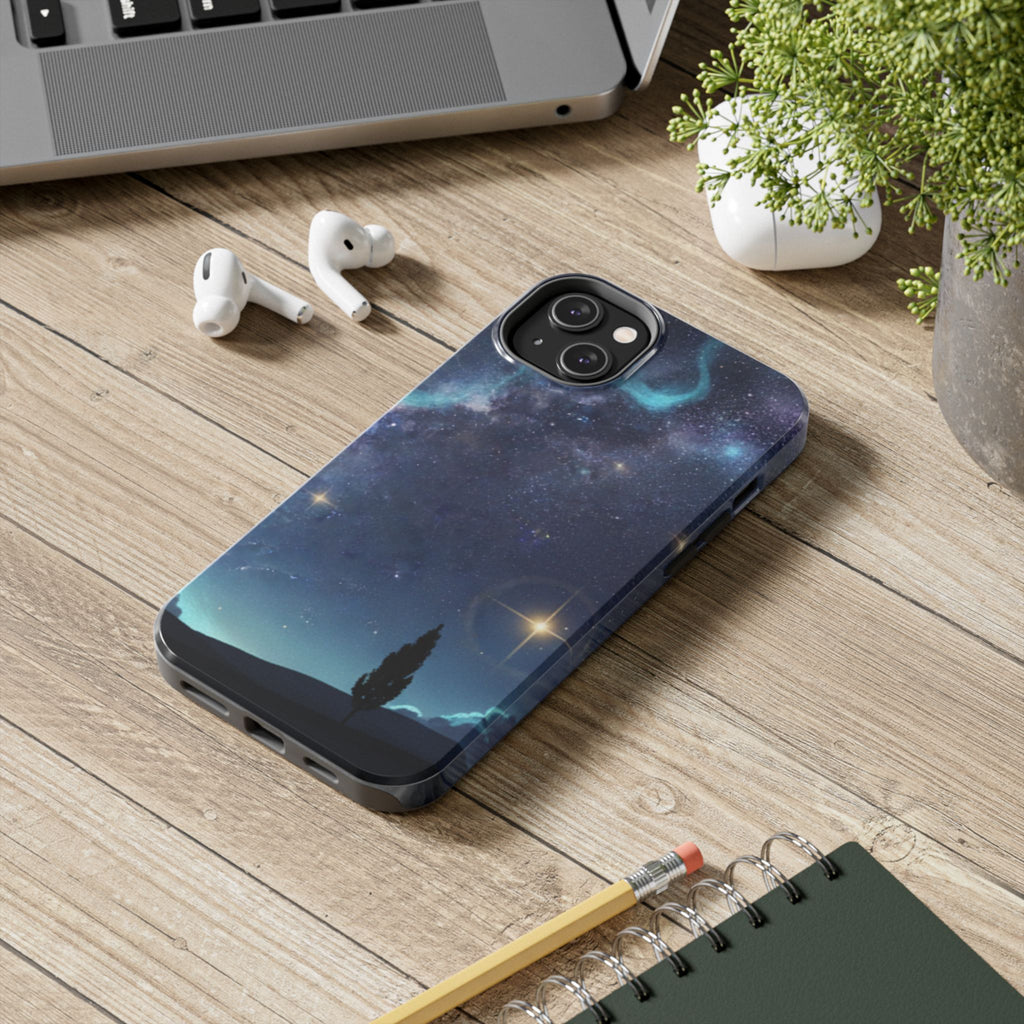 Galaxy Night Sky Tough Phone Case — Starry Landscape Protective Phone Cover