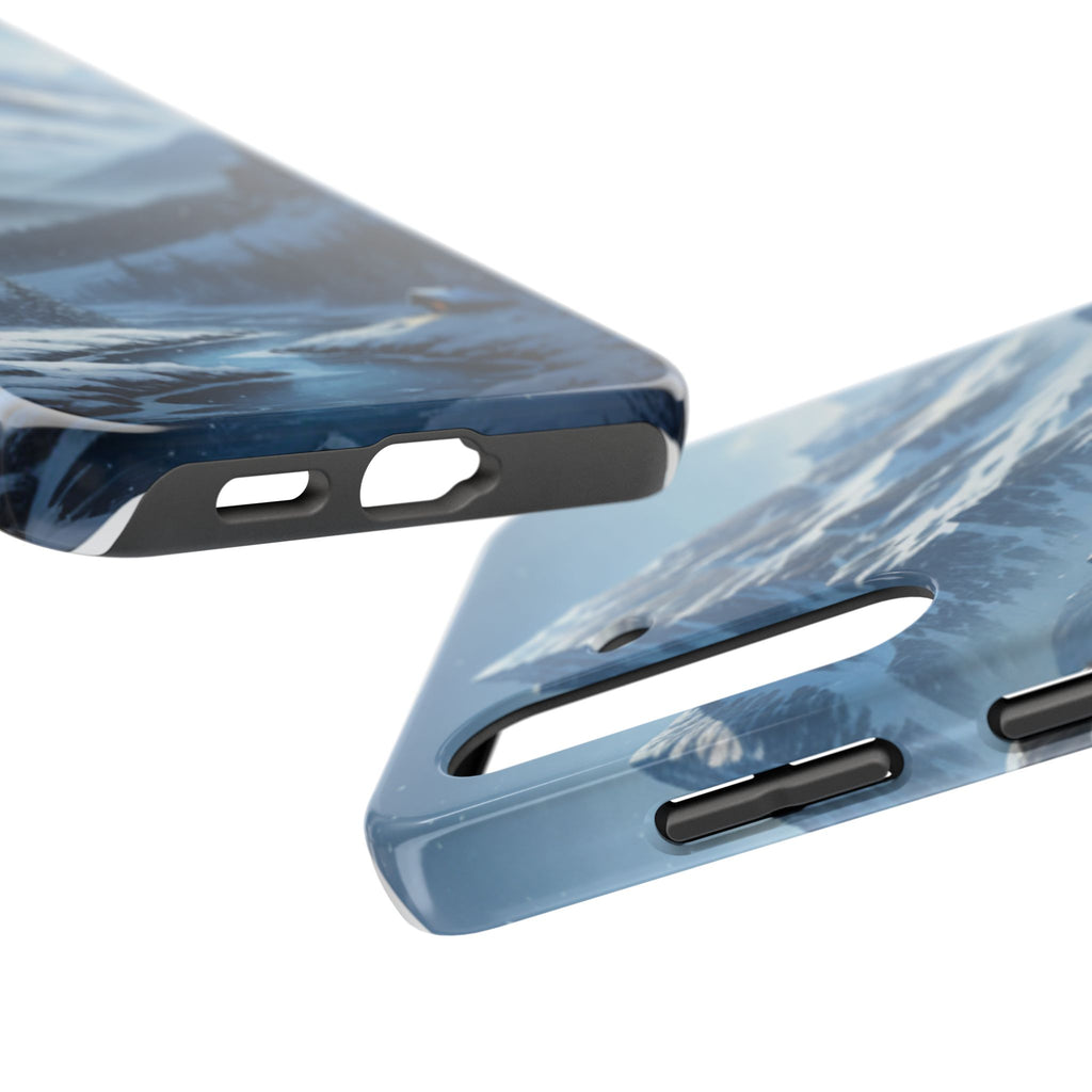 Tough Phone Case — Snowy Mountain Cabin Landscape Protective Phone Cover