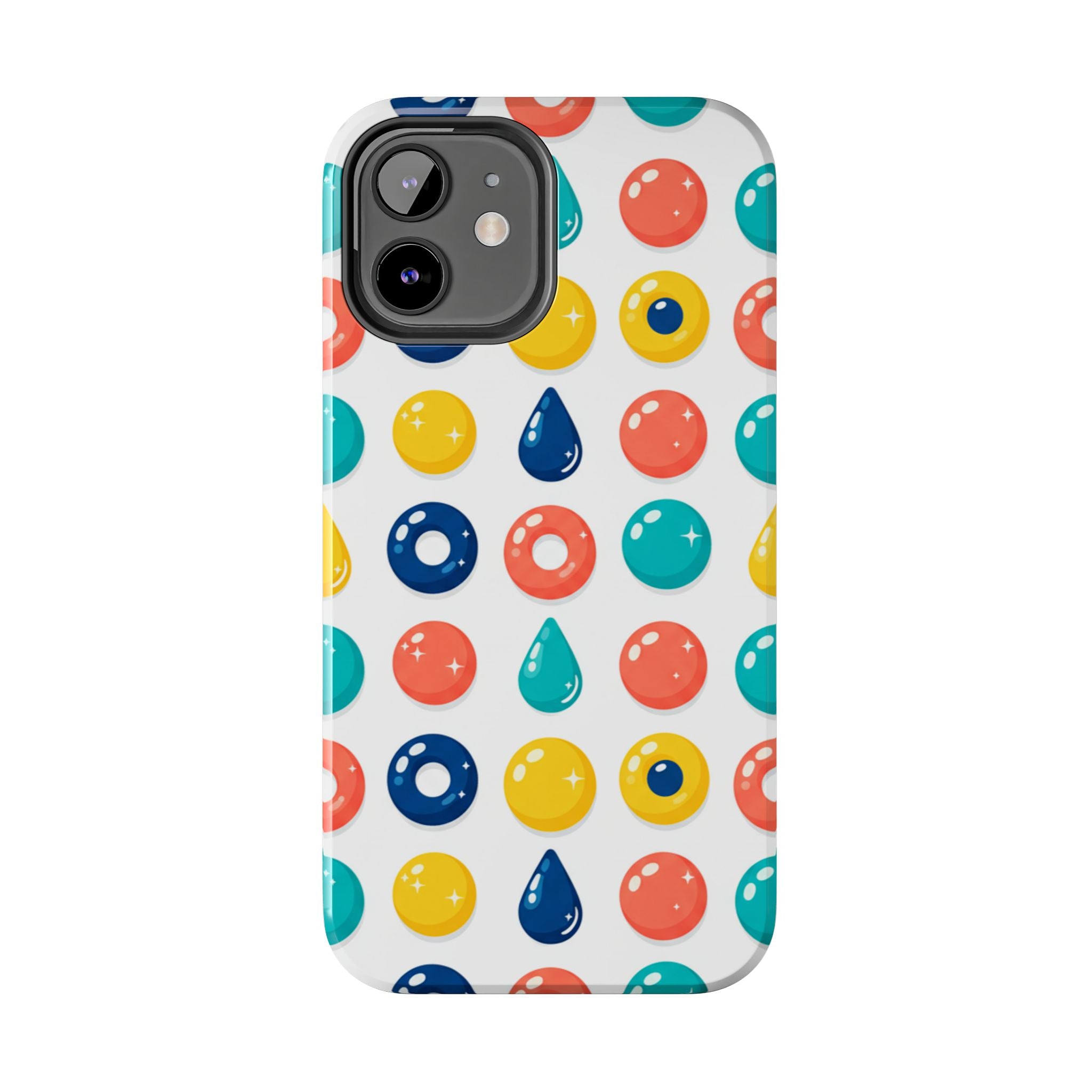 Colorful Candy Dot Tough Phone Case — Bright Retro Polka Drop Design