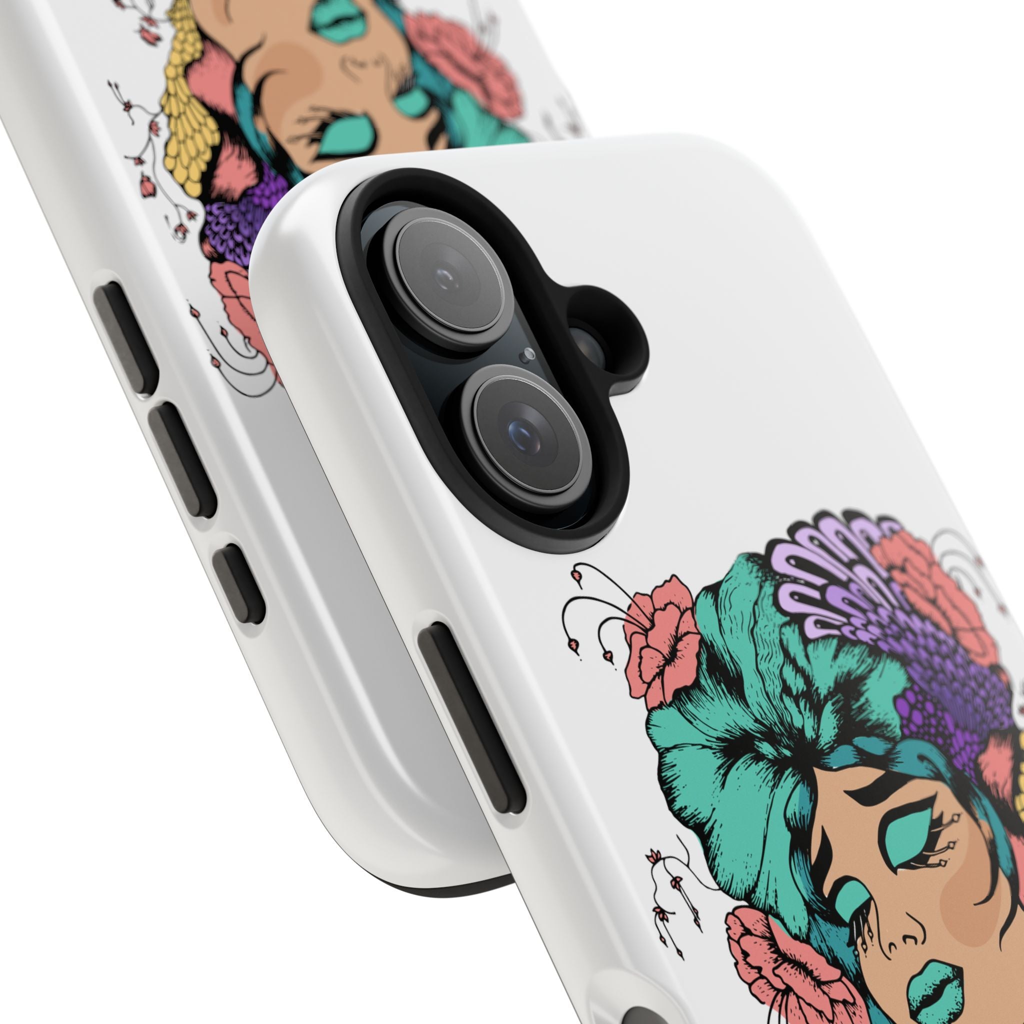Tough Phone Case — Floral Pop Art Portrait Protective Cover
