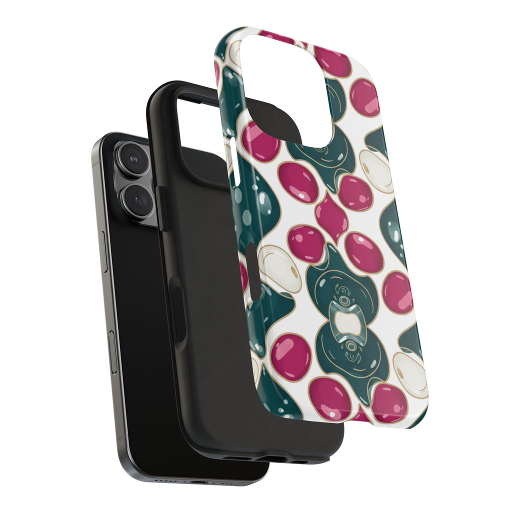 Floral Jewel Pattern Tough Phone Case — Teal & Fuchsia Protective Cover