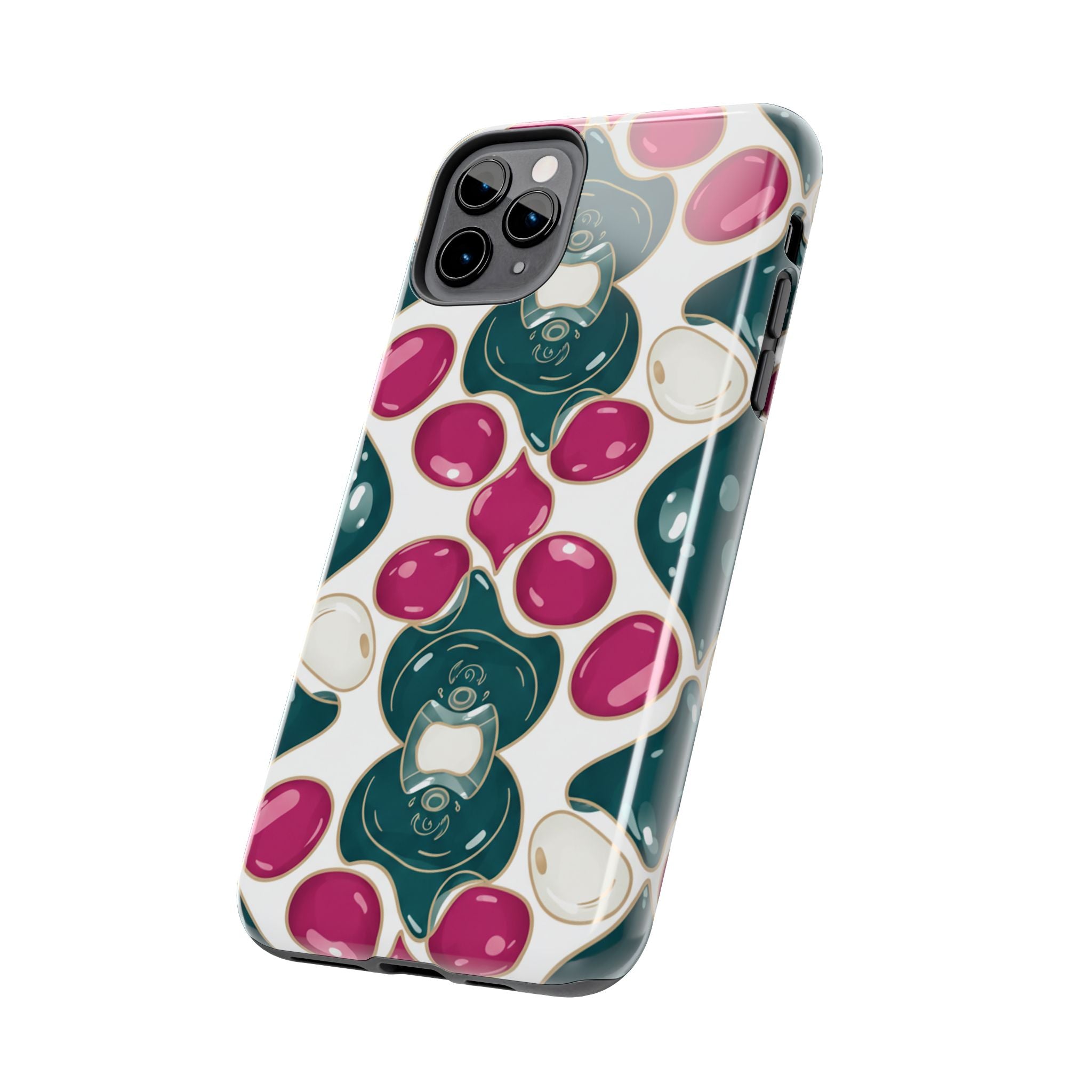 Floral Jewel Pattern Tough Phone Case — Teal & Fuchsia Protective Cover