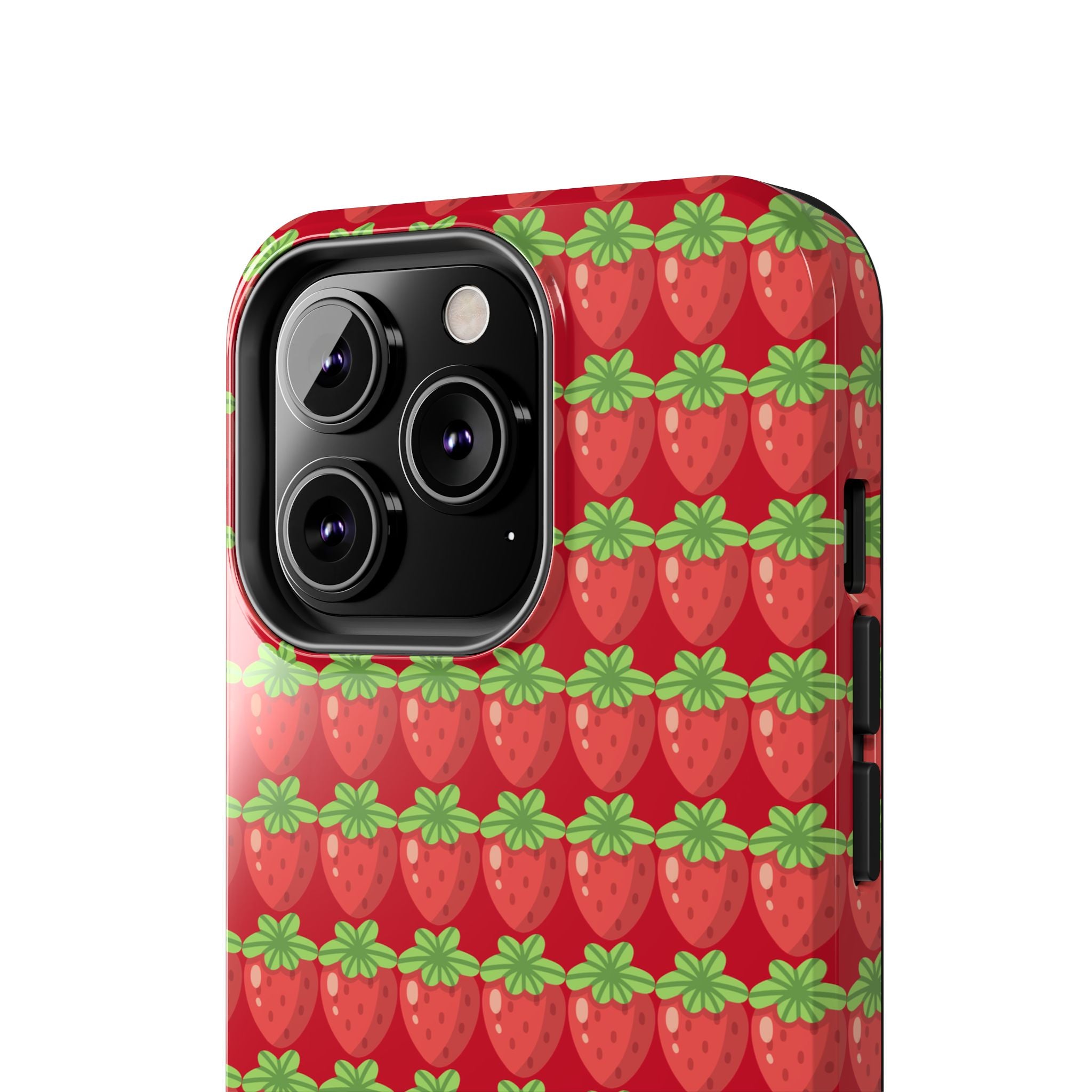 Strawberry Pattern Tough Phone Case — Cute Red Fruit Protective Cover
