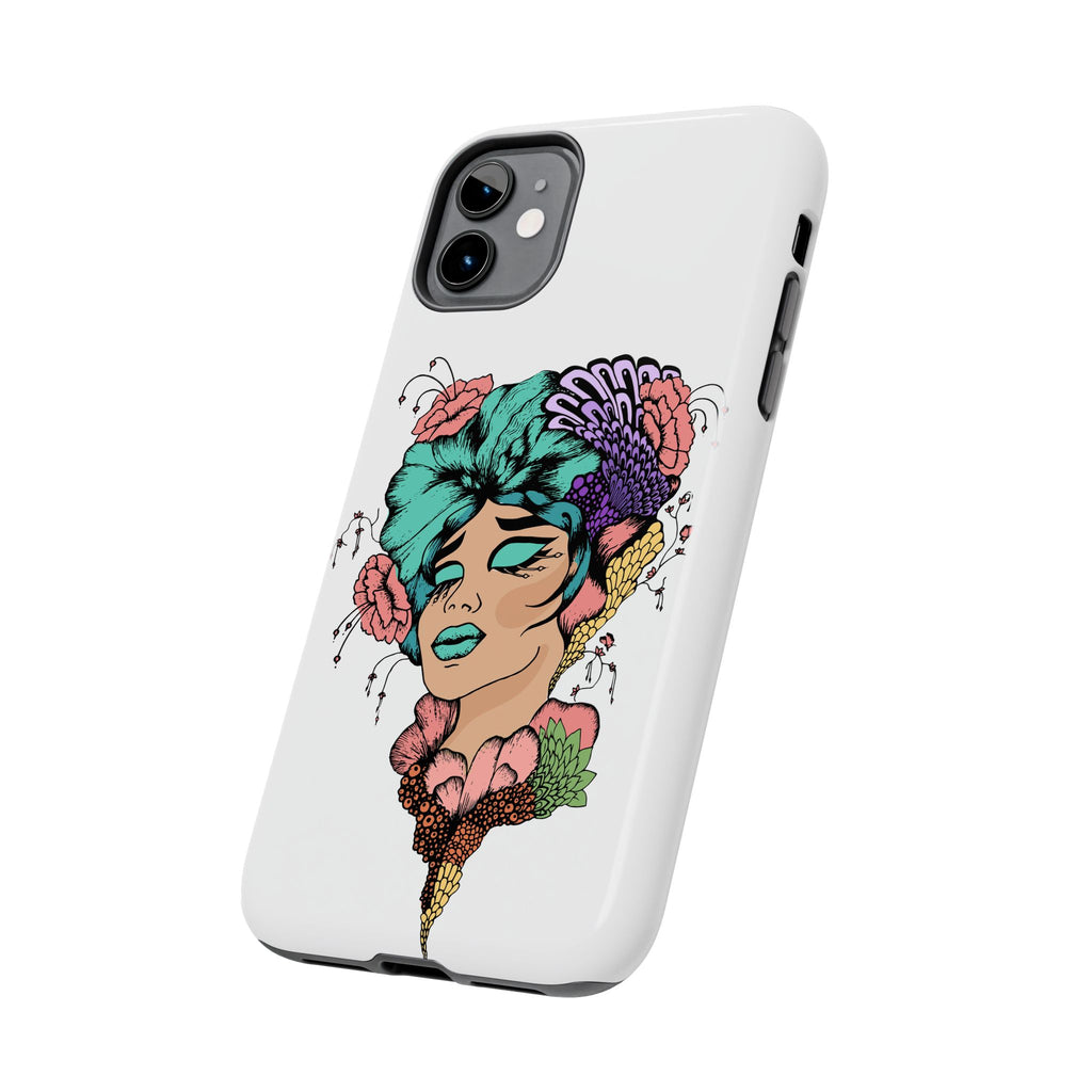 Tough Phone Case — Floral Pop Art Portrait Protective Cover
