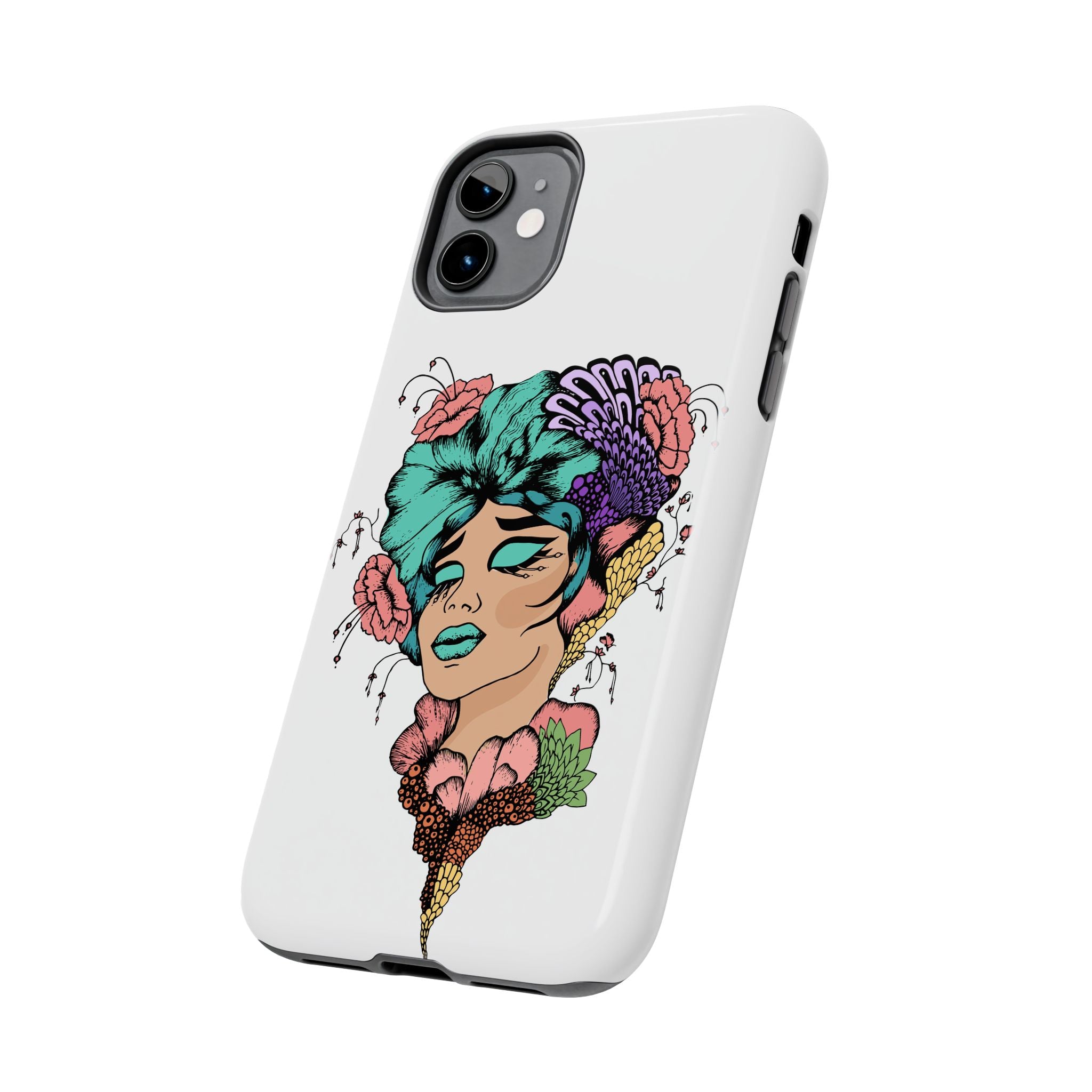Tough Phone Case — Floral Pop Art Portrait Protective Cover