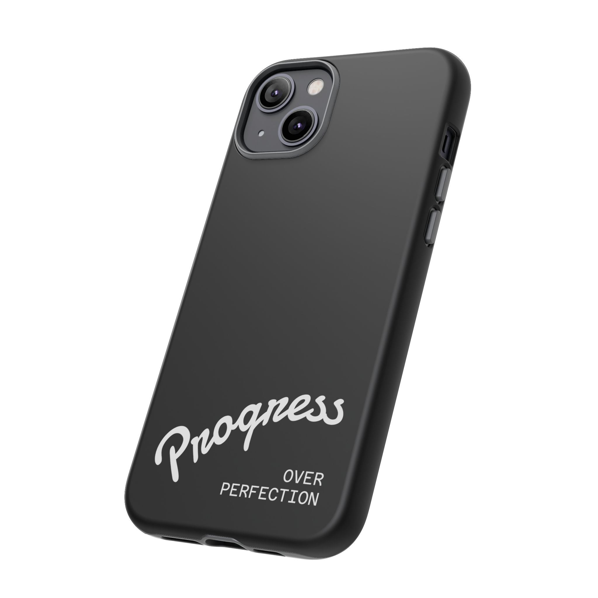 Phone Case - "Progress Over Perfection" Glossy Black Protective Cover