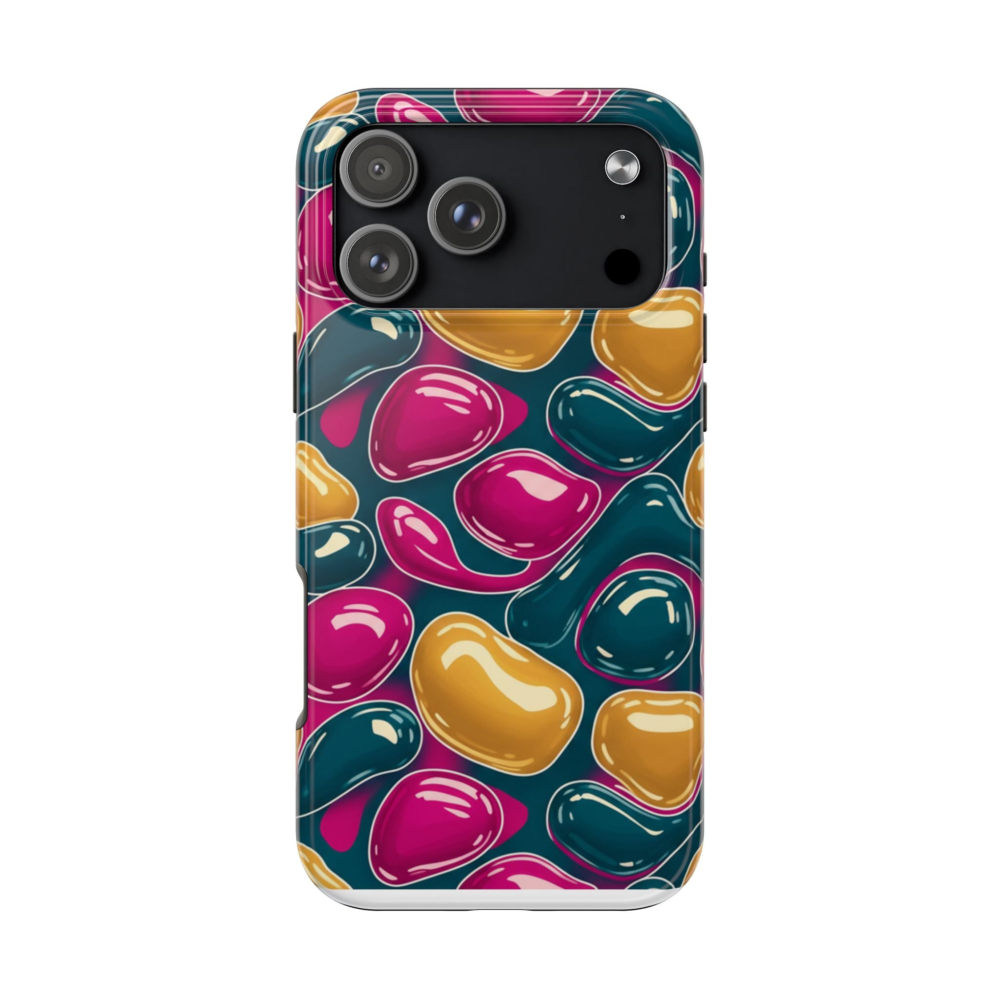 Abstract Colorful Blob Phone Case — Bold Teal, Magenta & Gold Protective Cover