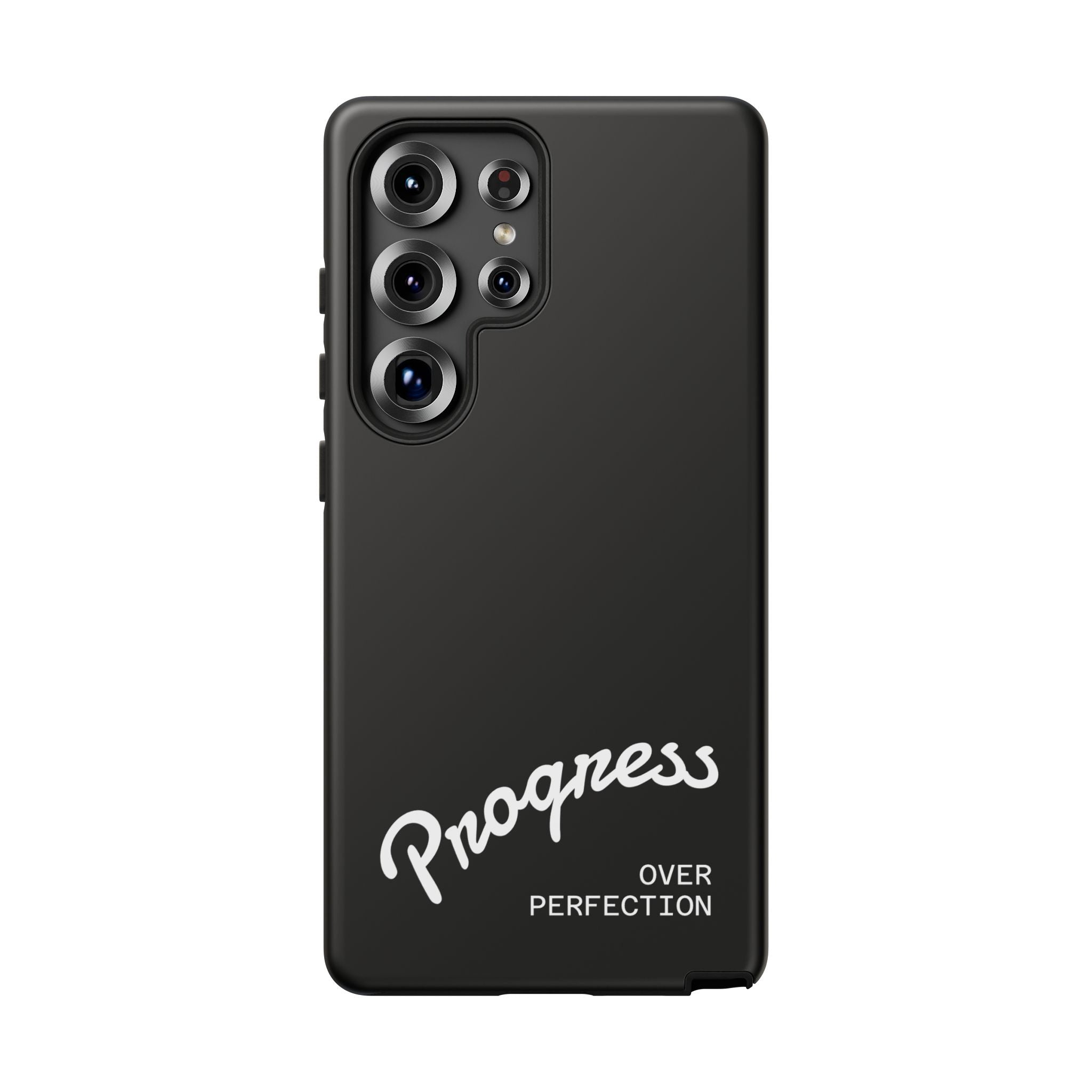 Phone Case - "Progress Over Perfection" Glossy Black Protective Cover