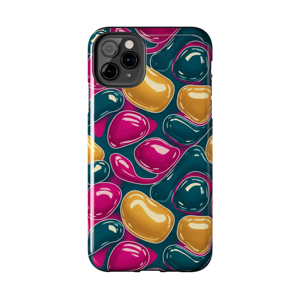 Abstract Colorful Blob Phone Case — Bold Teal, Magenta & Gold Protective Cover