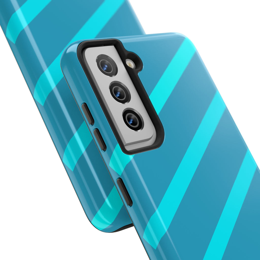 Tough Phone Case — Blue Diagonal Stripe Shockproof Cover