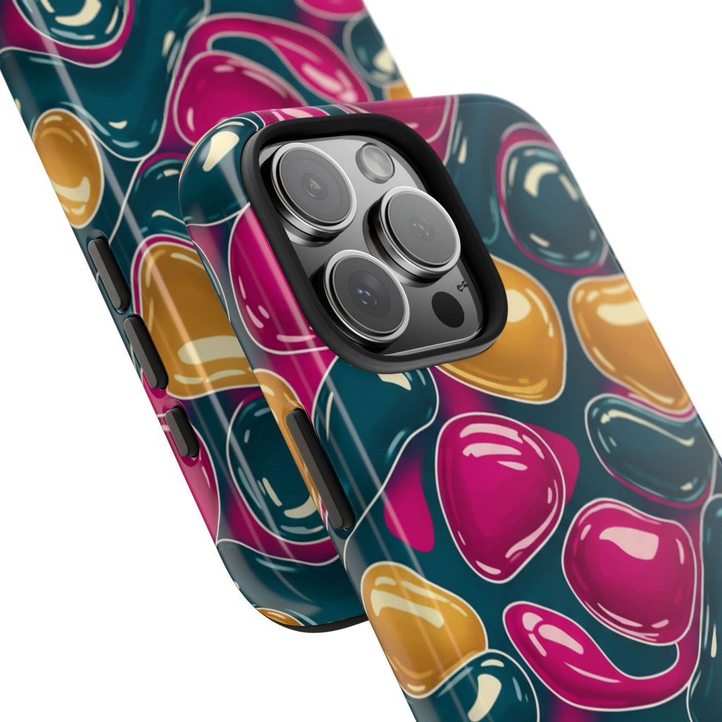 Abstract Colorful Blob Phone Case — Bold Teal, Magenta & Gold Protective Cover