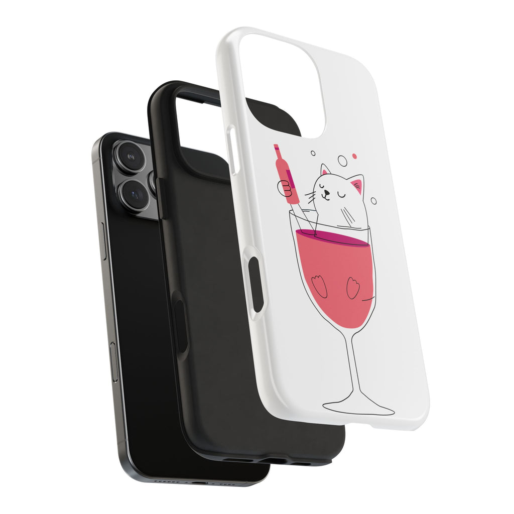 Cat Wine Phone Case — Cute Cat in Wine Glass Protective Case