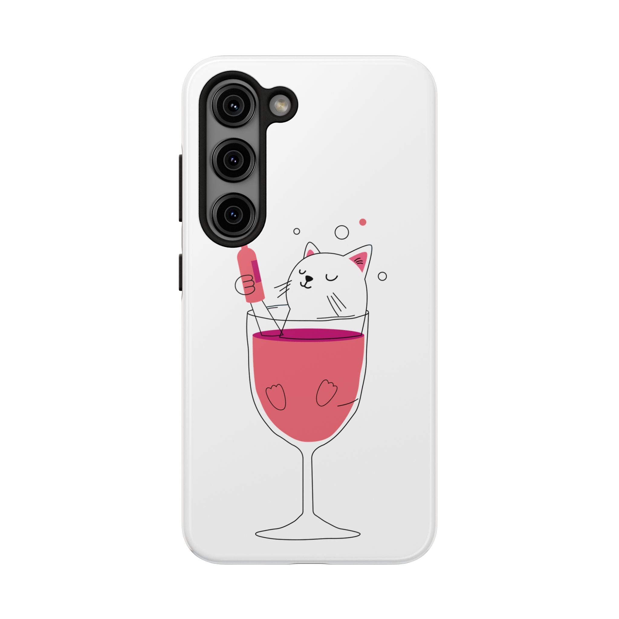 Cat Wine Phone Case — Cute Cat in Wine Glass Protective Case