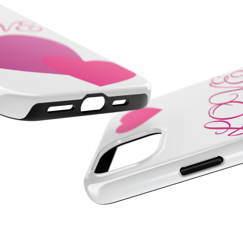 Love Heart Tough Phone Case — Pink Hearts Protective Phone Cover