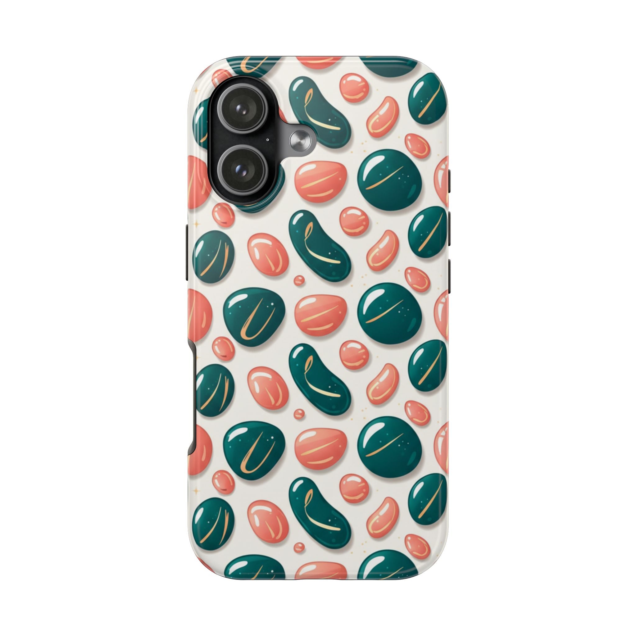 Abstract Pebble Pattern Tough Phone Case — Coral & Teal Protective Cover