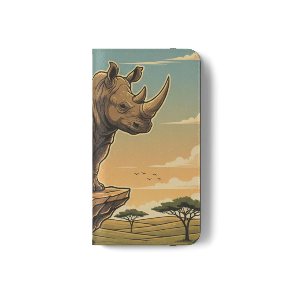 Rhino Sunset Flip Phone Case – Safari Wildlife Wallet Case