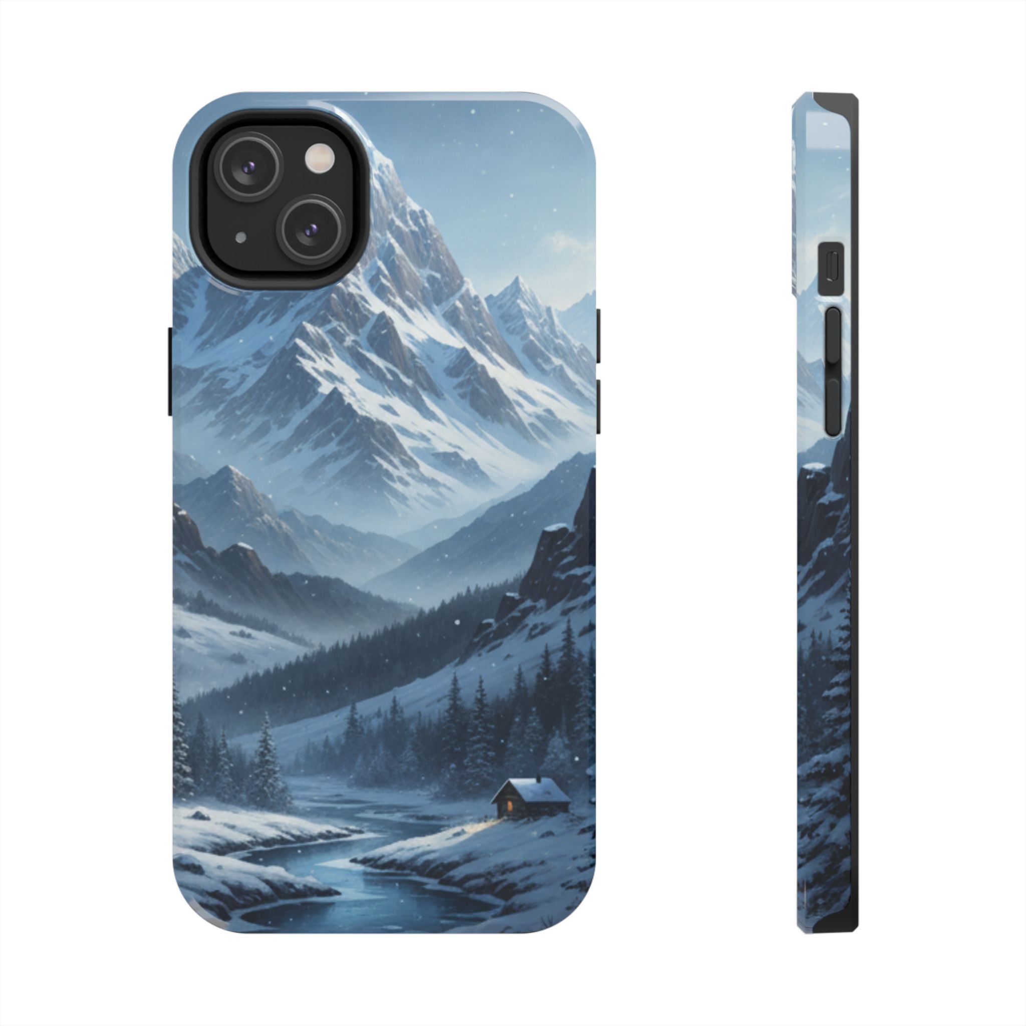Tough Phone Case — Snowy Mountain Cabin Landscape Protective Phone Cover