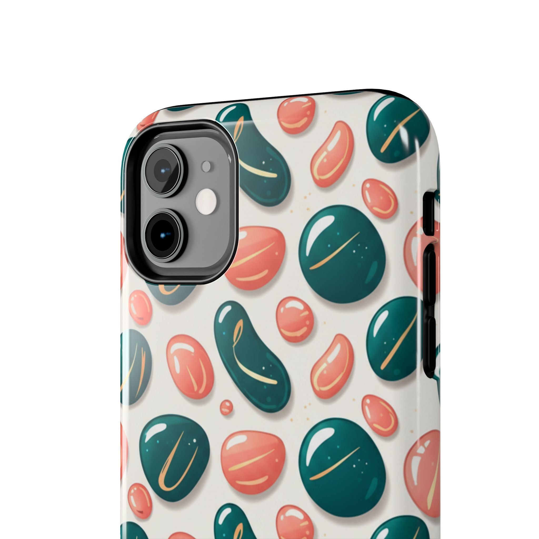 Abstract Pebble Pattern Tough Phone Case — Coral & Teal Protective Cover